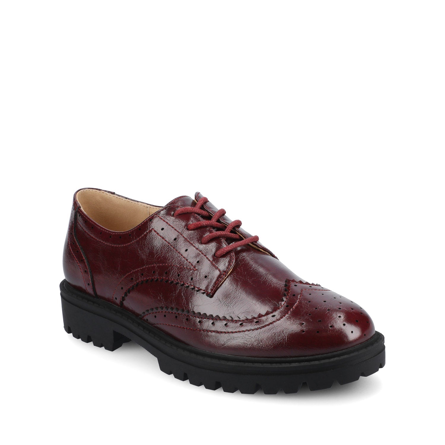 CLAUDIYA OXFORD VEGAN LEATHER LOAFER IN WIDE - Oxblood