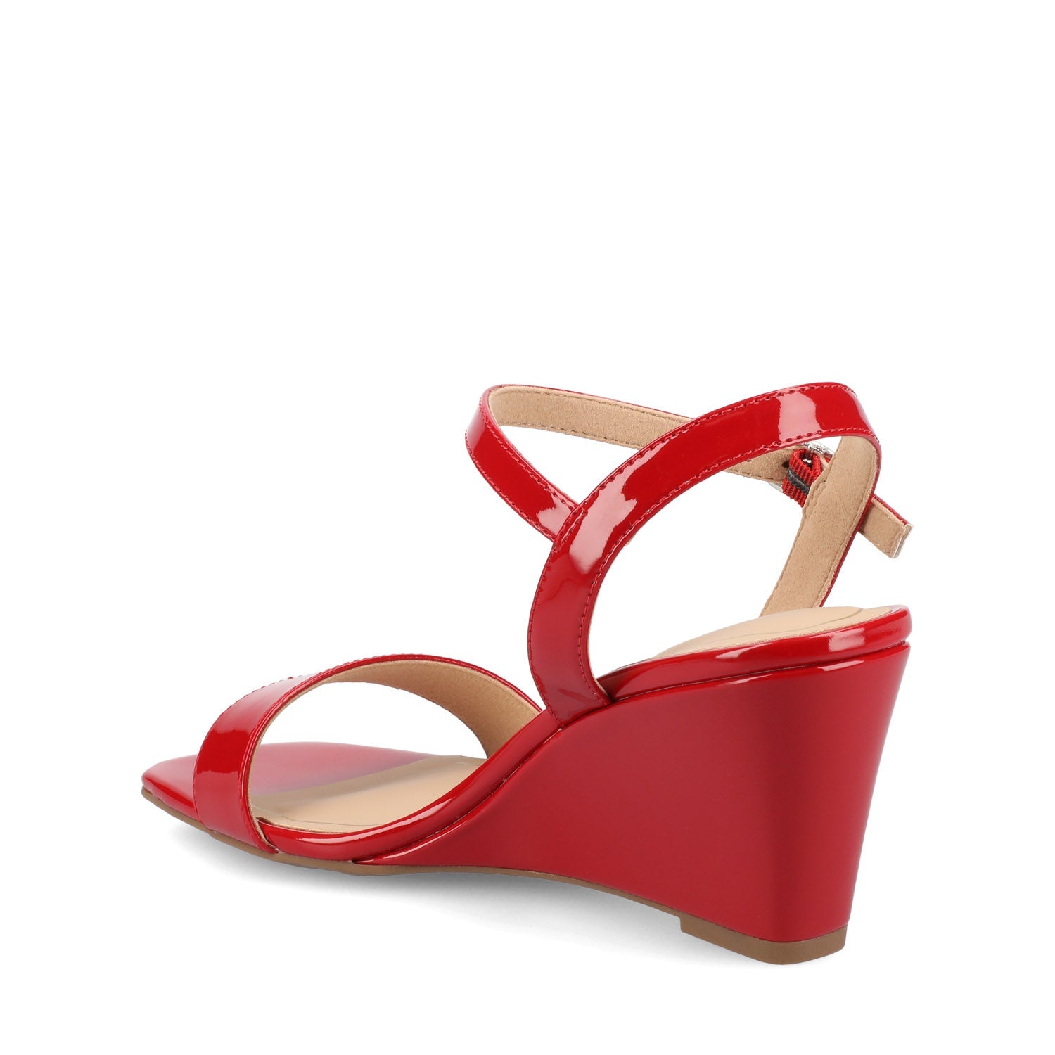 CLAYR STRAPPY WEDGE HEELS IN PATENT - Red Patent