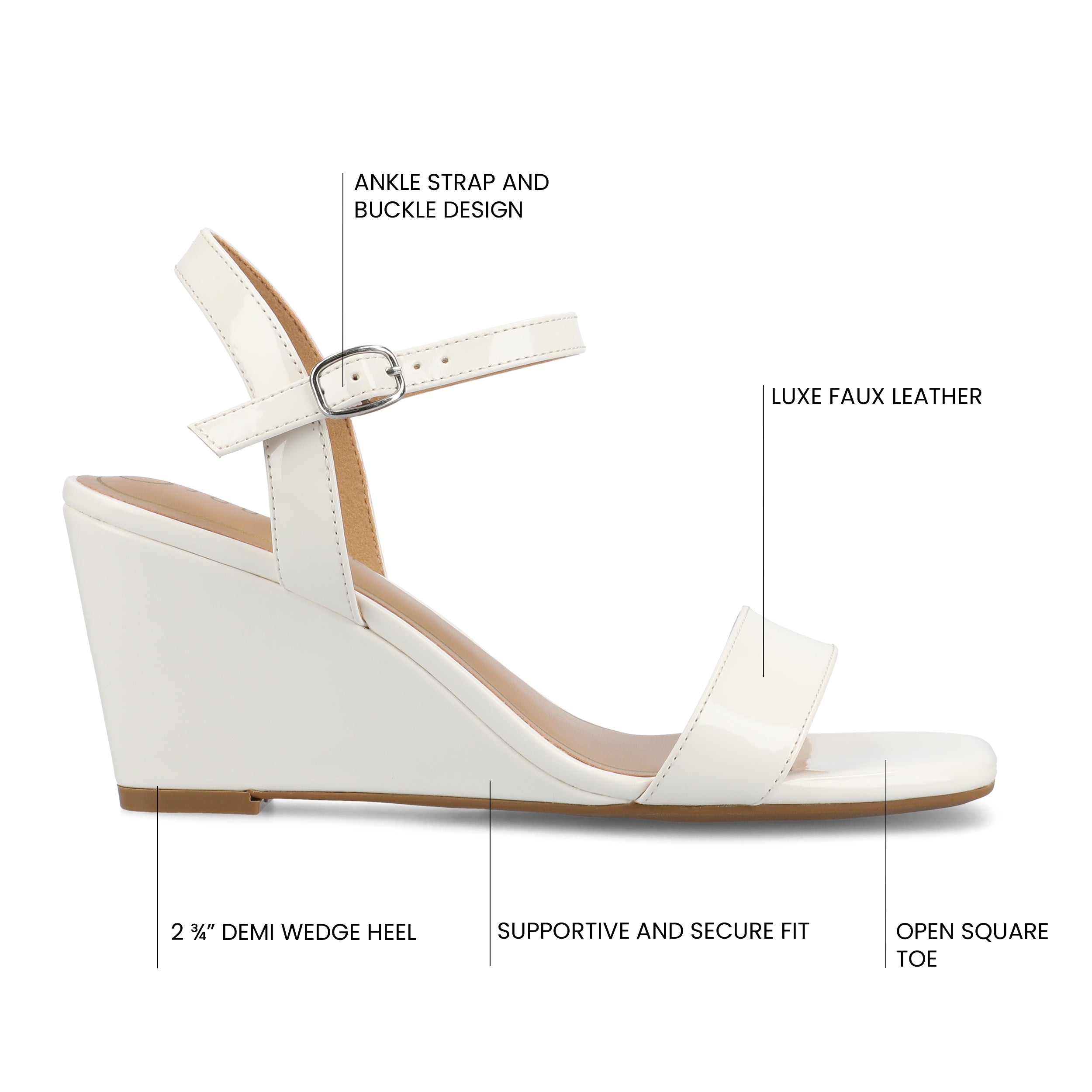 CLAYR STRAPPY WEDGE HEELS IN PATENT - White Patent