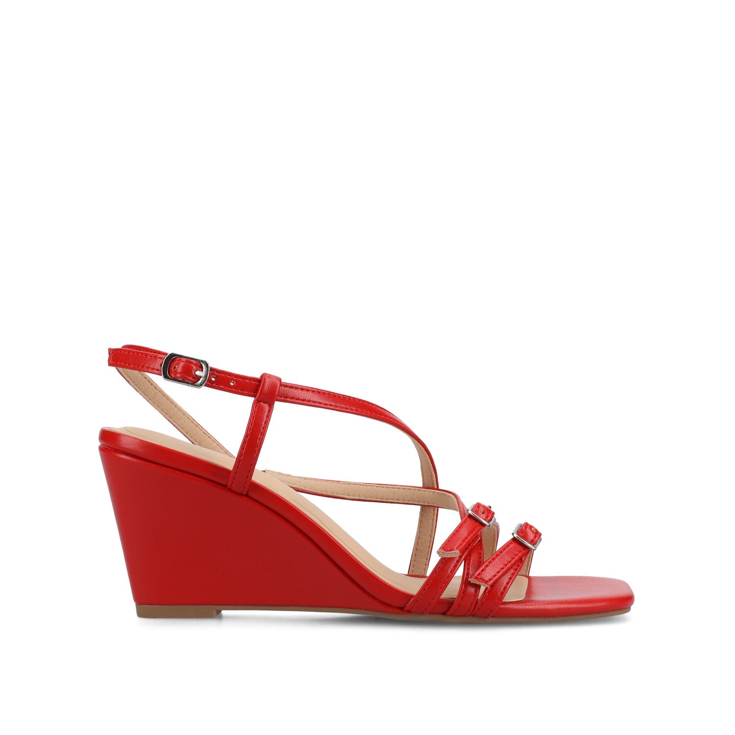 CLINNNE MULTI STRAP WEDGE SANDALS - Red