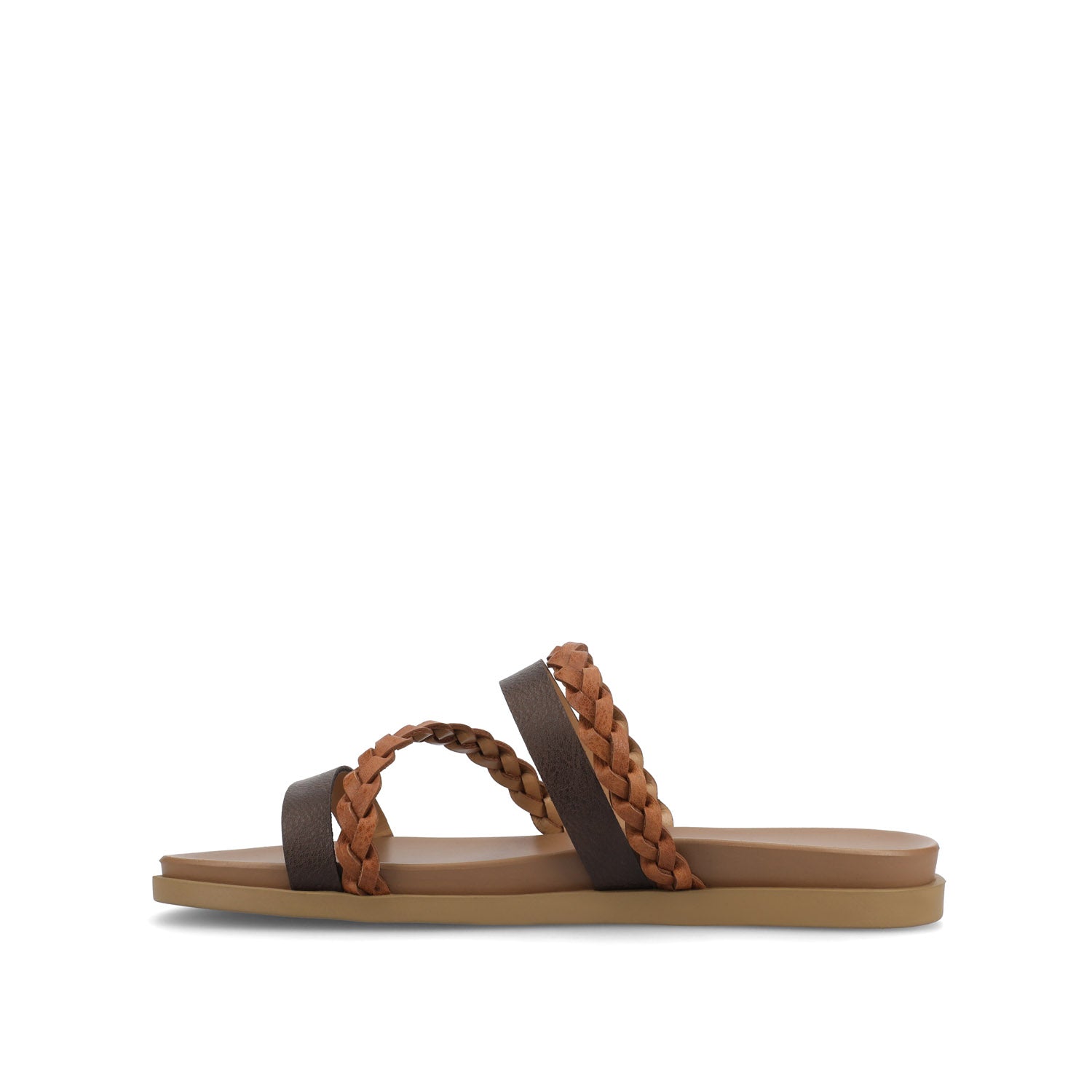COLETTE SLIDE SANDALS IN VEGAN LEATHER - Cognac