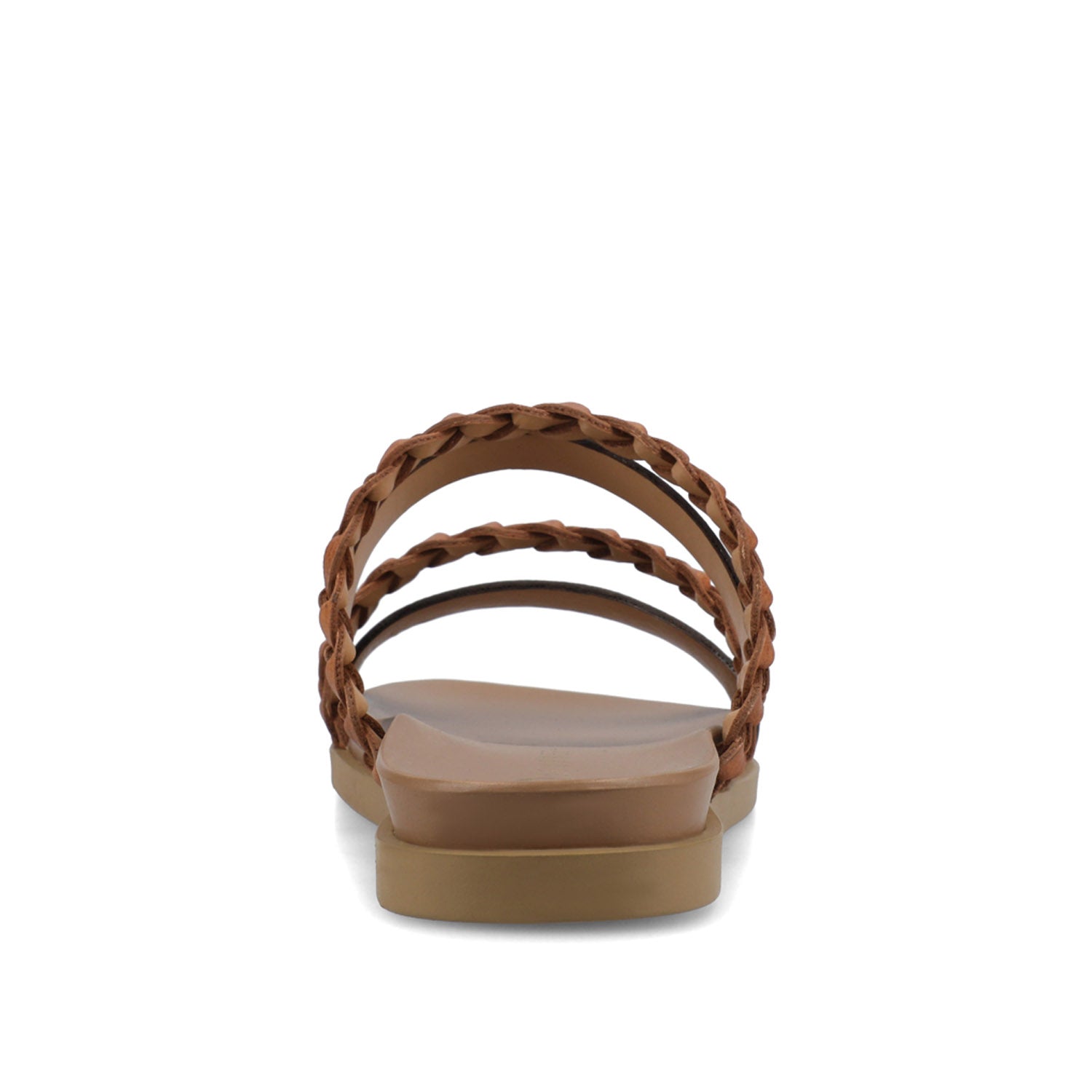 COLETTE SLIDE SANDALS IN VEGAN LEATHER - Cognac