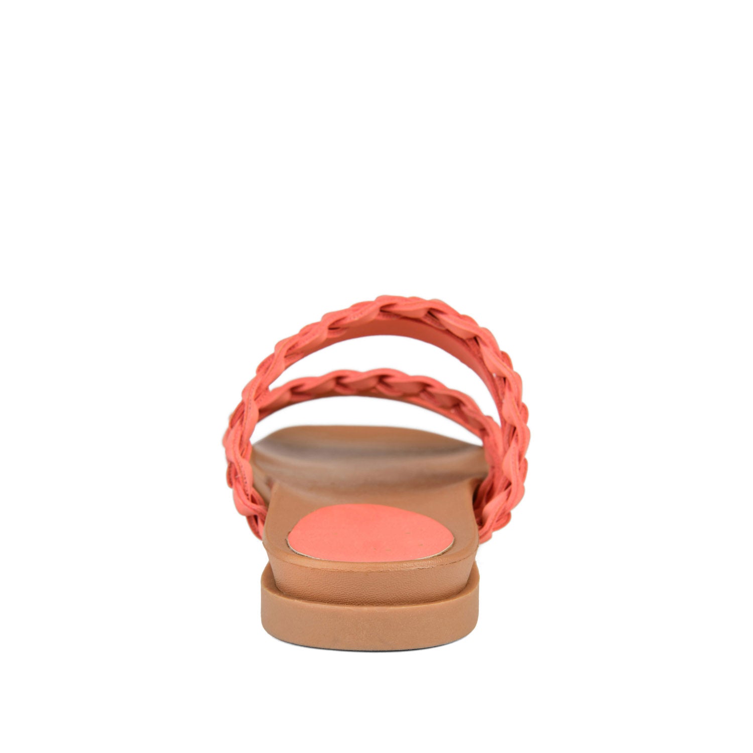 COLETTE SLIDE SANDALS IN VEGAN LEATHER - Coral