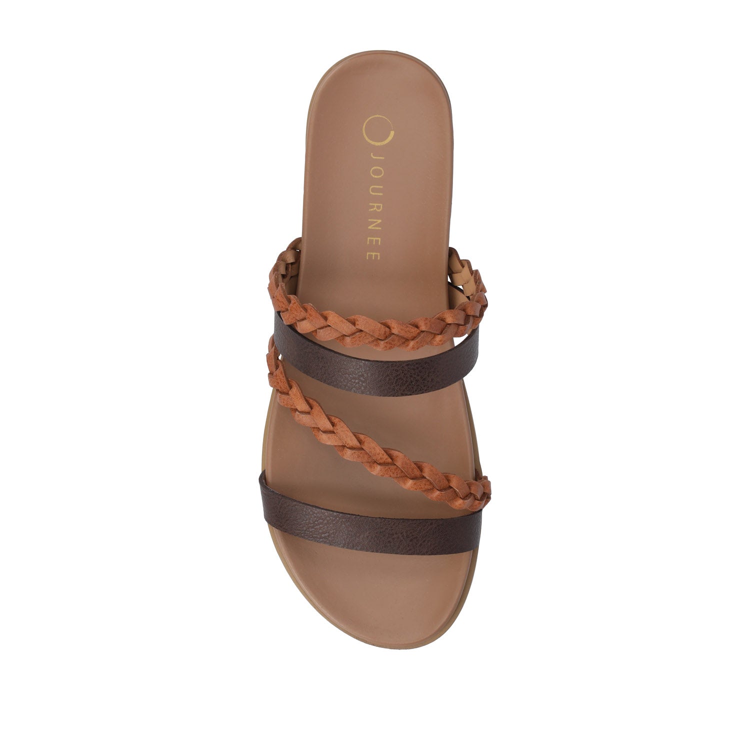 COLETTE SLIDE SANDALS IN WIDE - Cognac