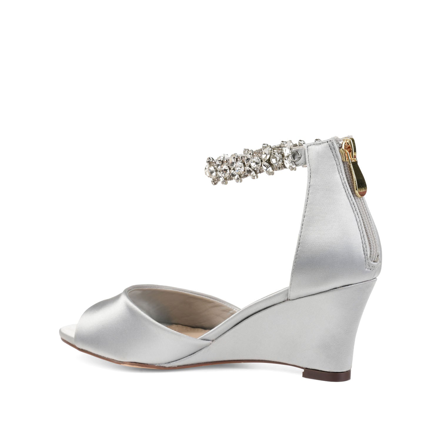 CONNOR STRAPPY WEDGE HEELS IN SATIN - Silver