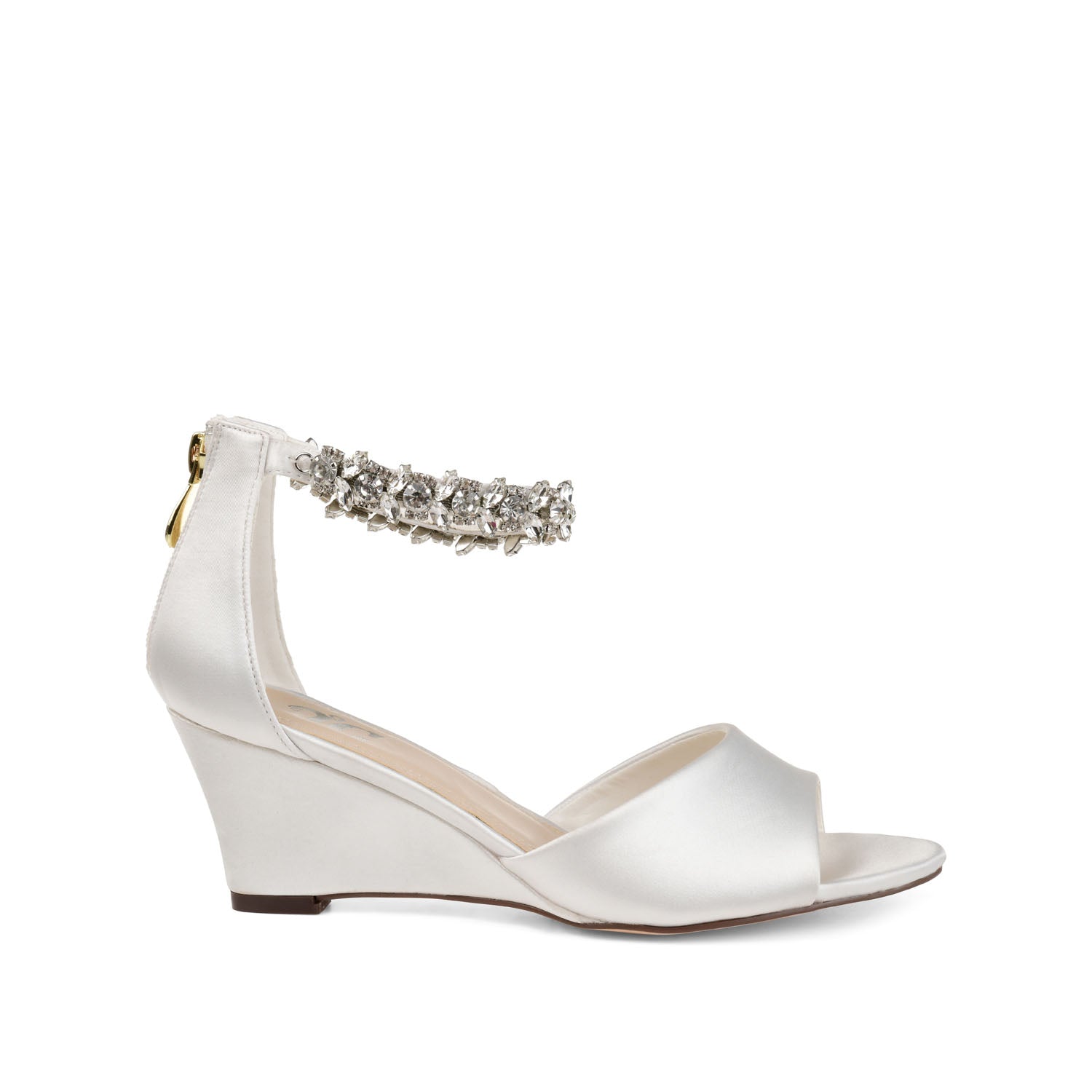 CONNOR STRAPPY WEDGE HEELS IN SATIN - White