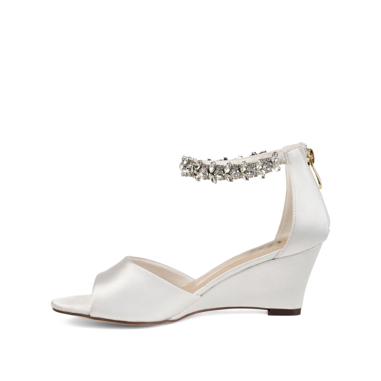 CONNOR STRAPPY WEDGE HEELS IN SATIN - White