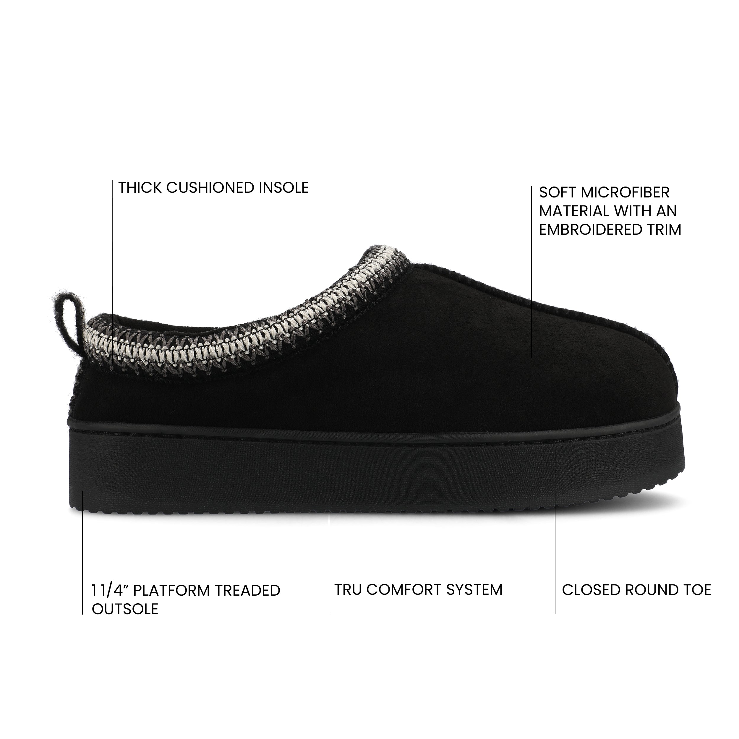 CONNWAY SLIPPERS IN FAUX SUEDE - Black Faux Suede