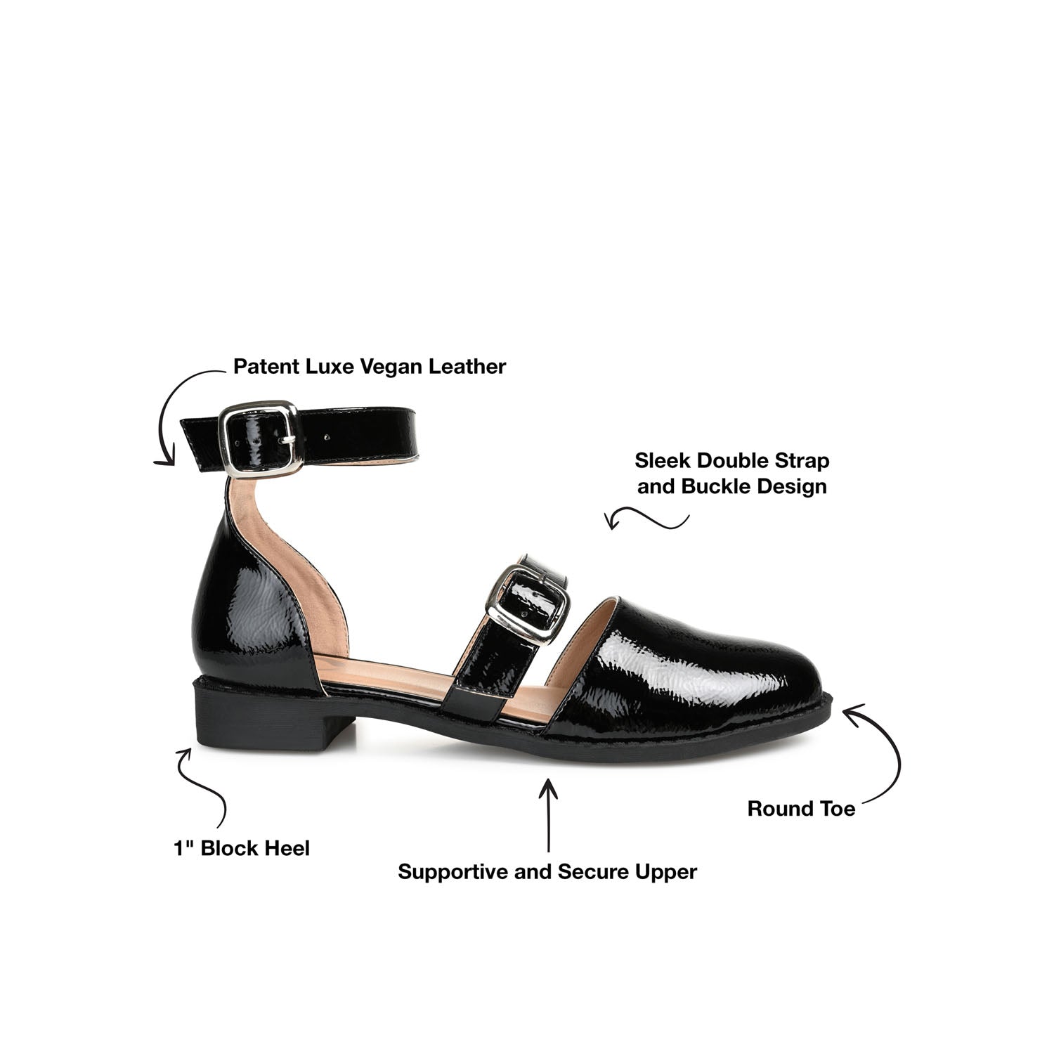 CONSTANCE MARY JANE LOAFER FLAT IN PATENT - Black