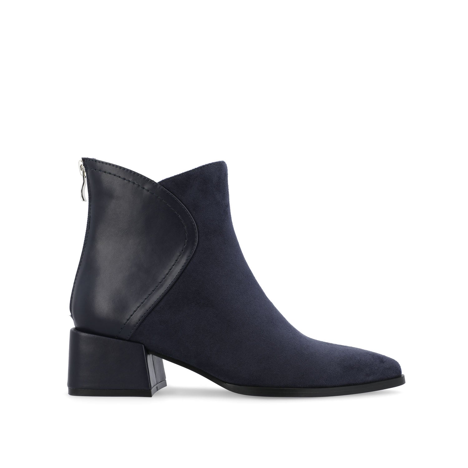 CONSUELLO POINTED TOE BOOTIES IN VEGAN LEATHER - Navy Nubuck