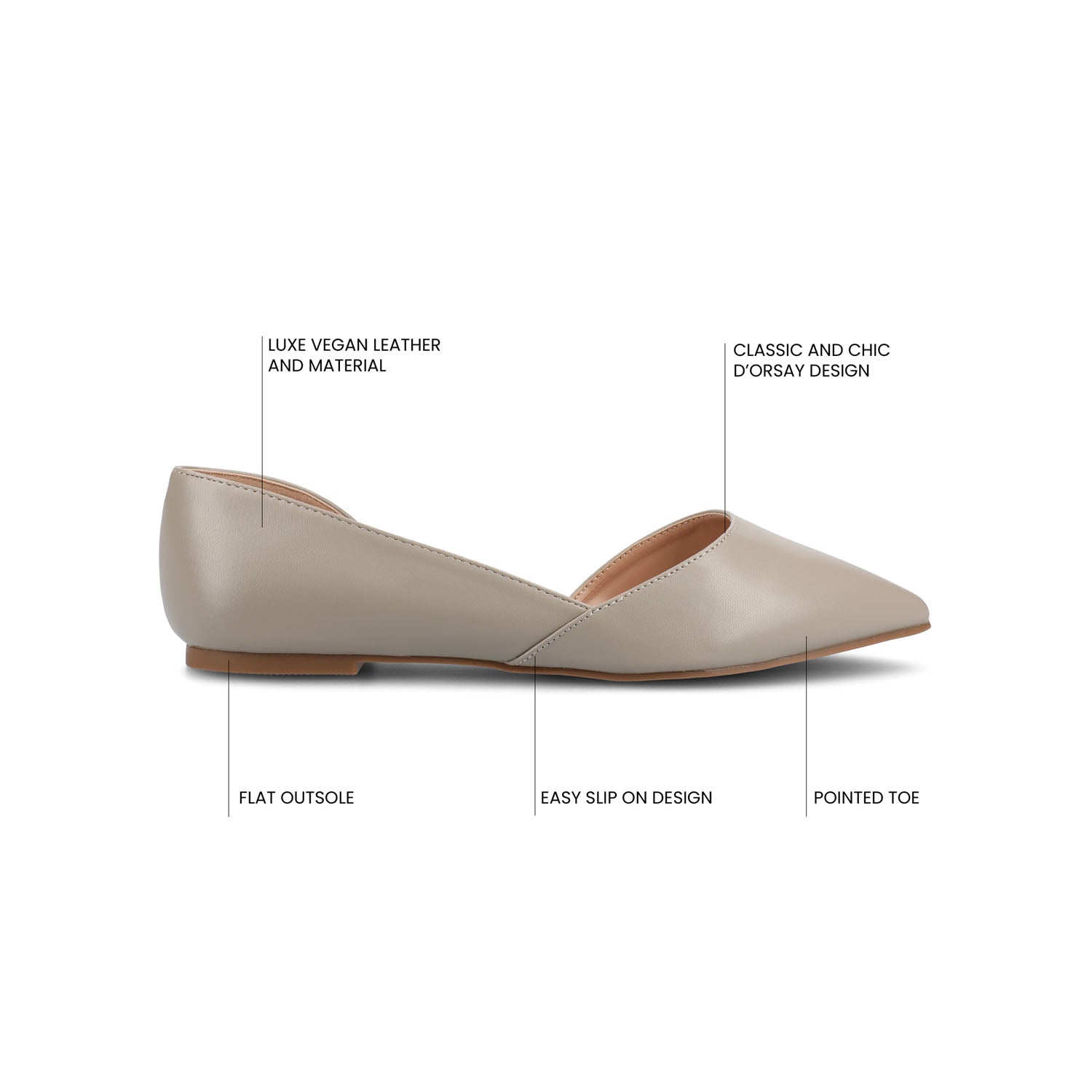 CORTNI D'ORSAY FLATS IN VEGAN LEATHER