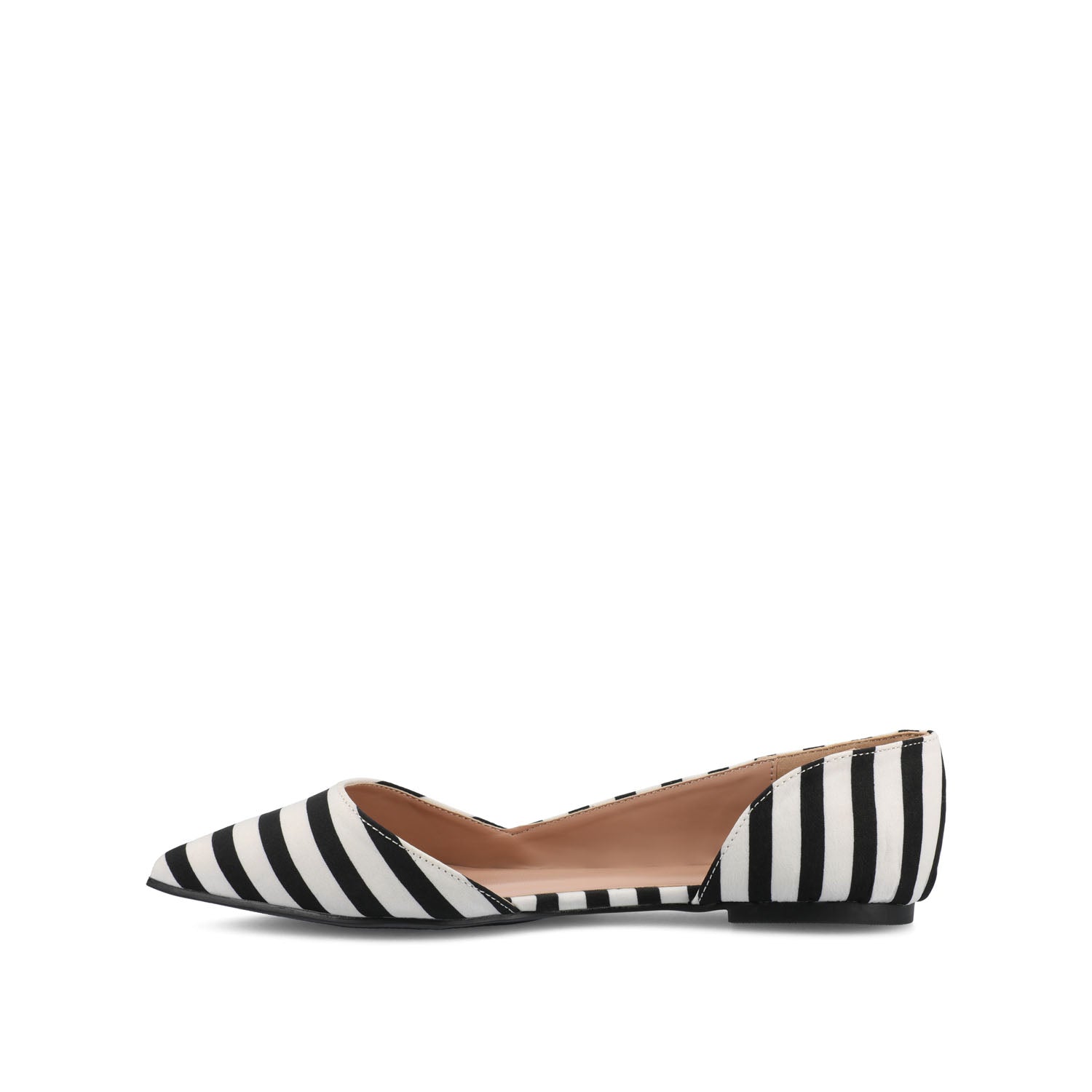 CORTNI D'ORSAY FLATS IN VEGAN LEATHER - Black Stripe PU