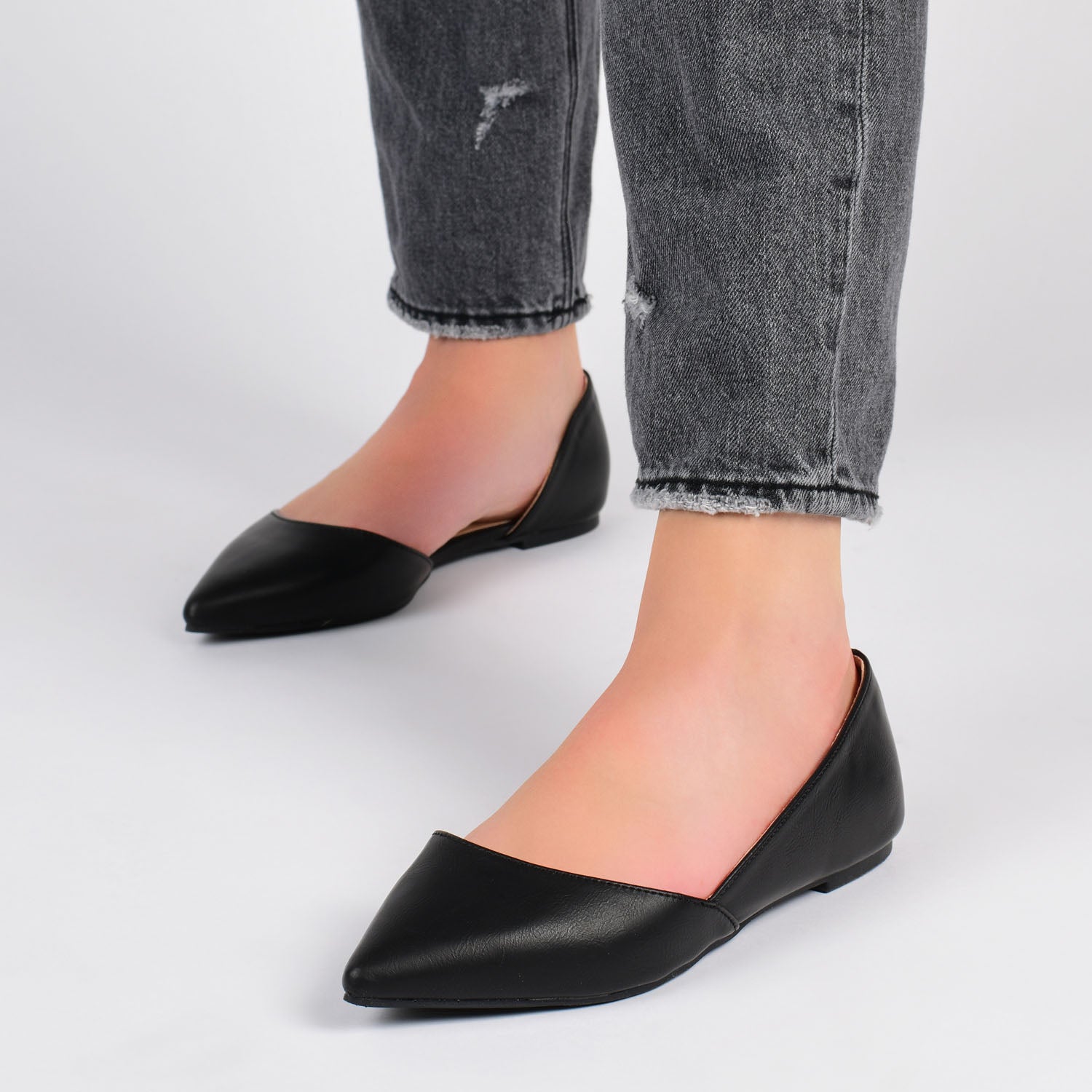 CORTNI D'ORSAY FLATS IN VEGAN LEATHER