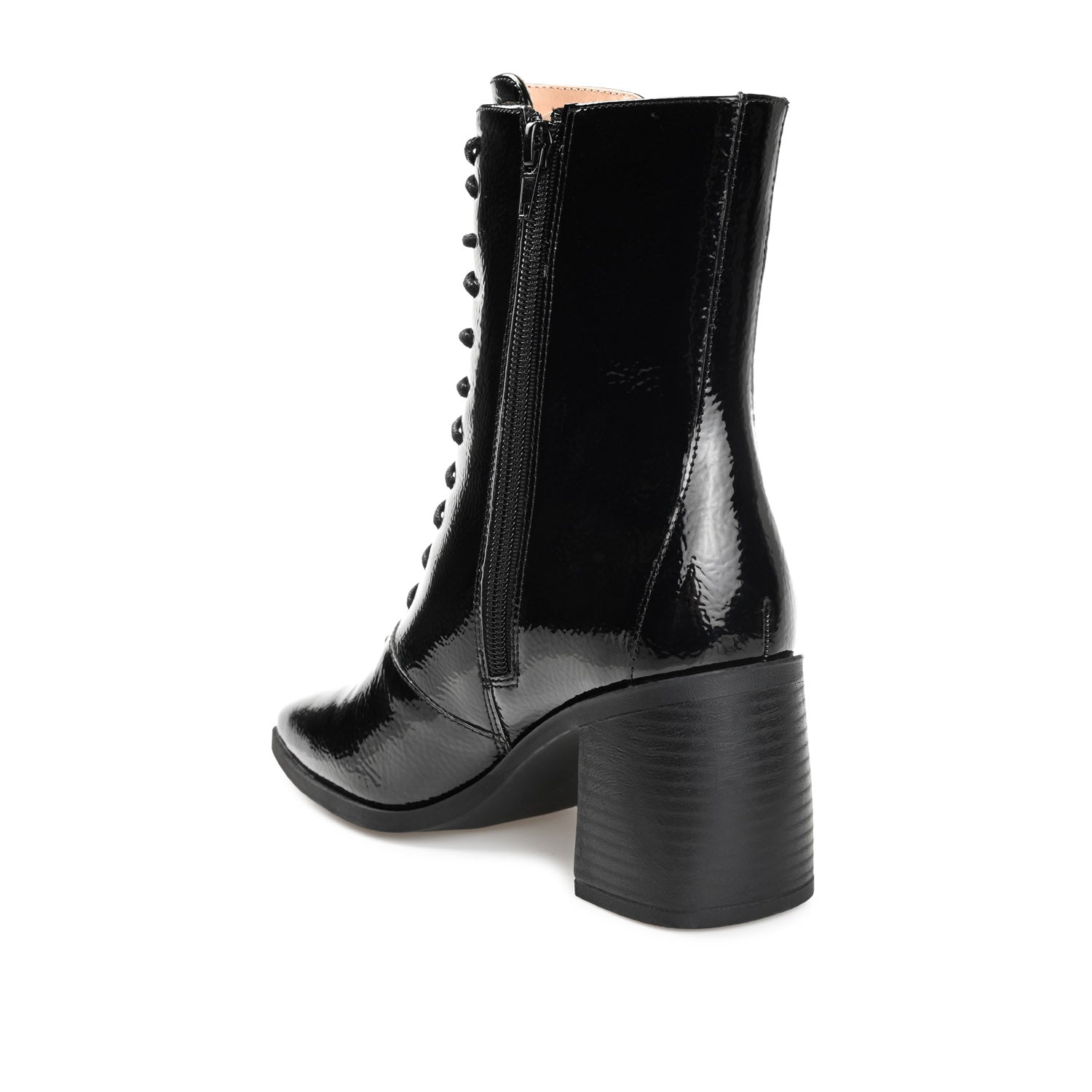 COVVA LACE-UP BOOTIES IN PATENT - Black Patent