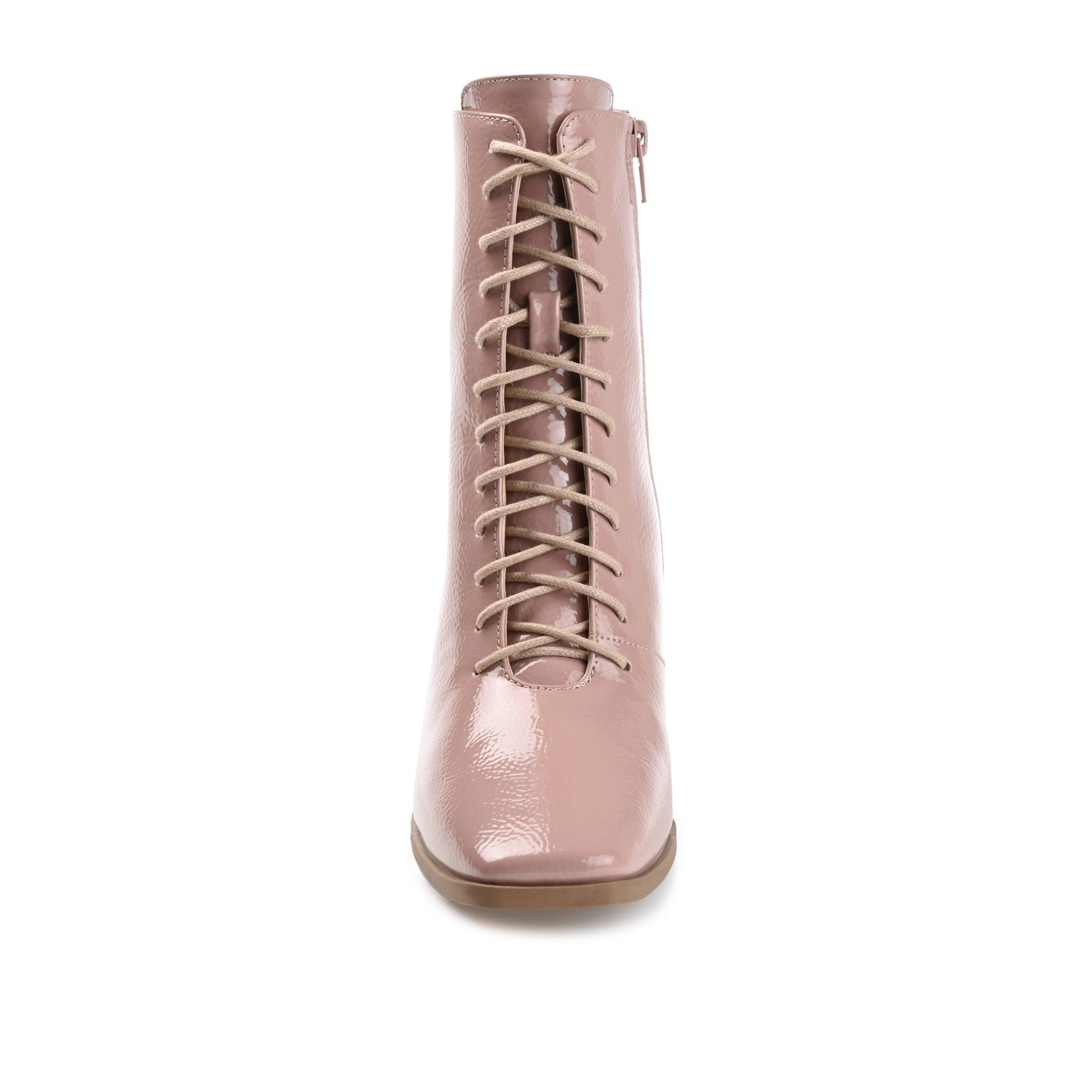 COVVA LACE-UP BOOTIES IN WIDE - Rose Patent