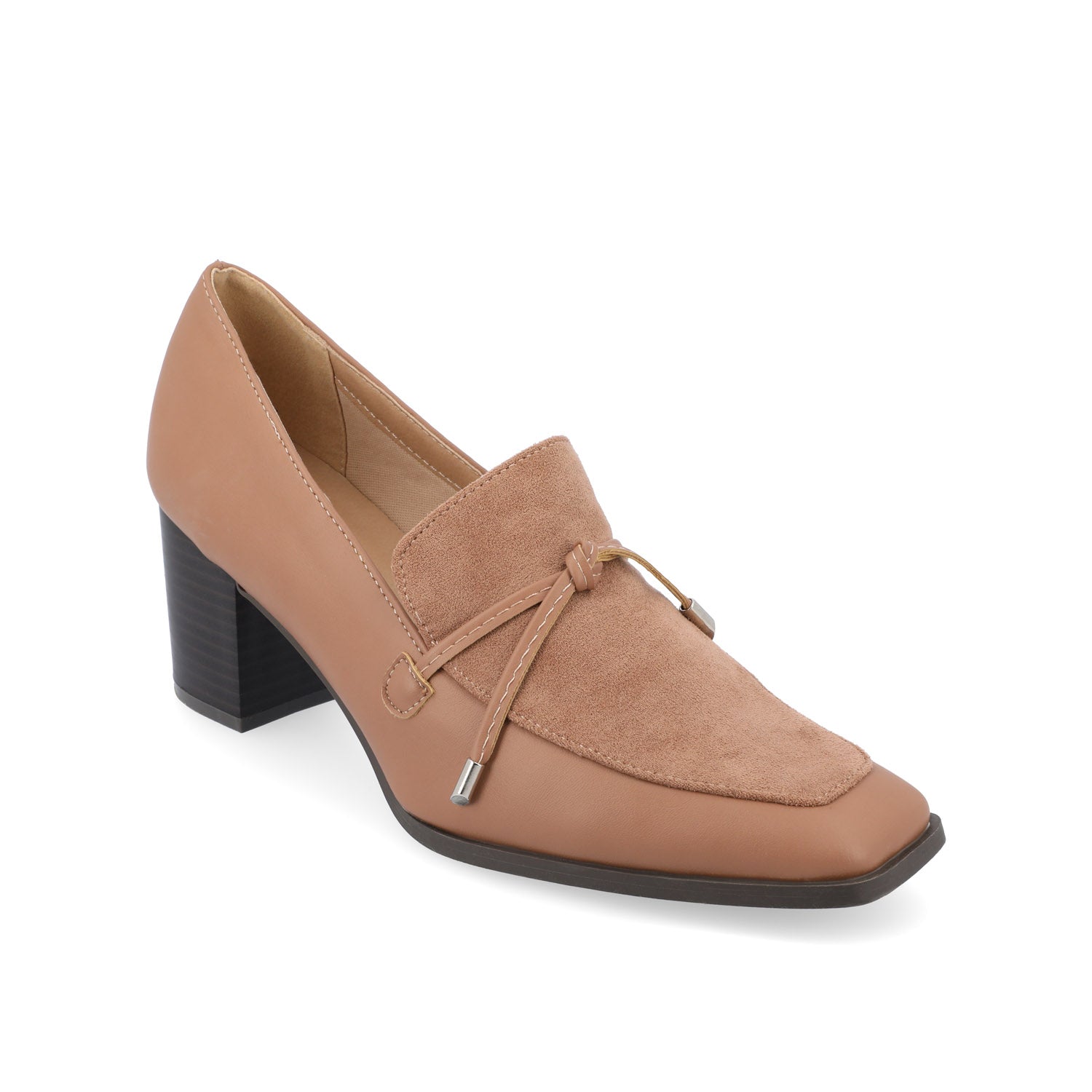 CRAWFORD LOAFER BLOCK HEELS IN VEGAN LEATHER - Taupe