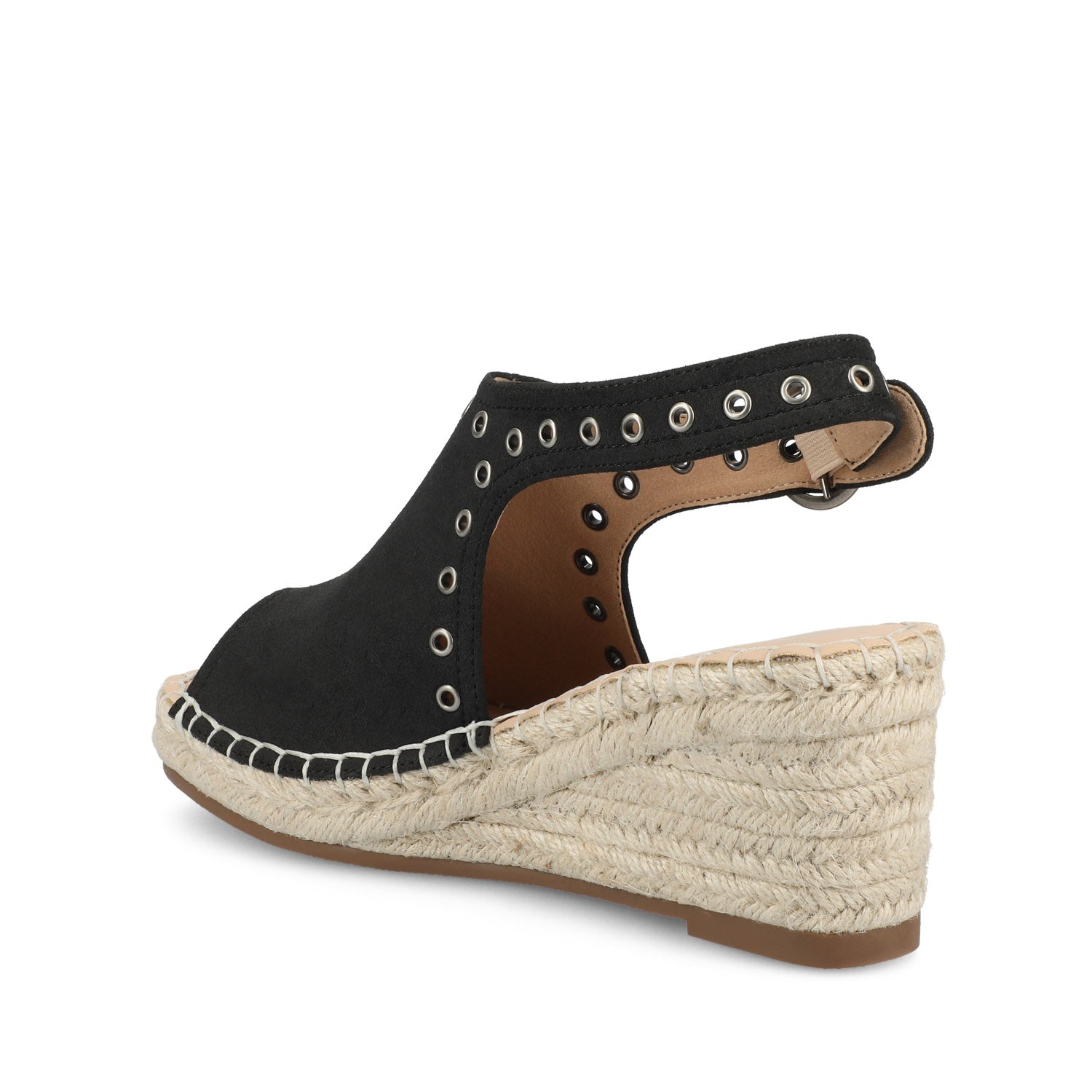 CRISIE ESPADRILLE WEDGE HEELED SANDALS - Black Faux Suede
