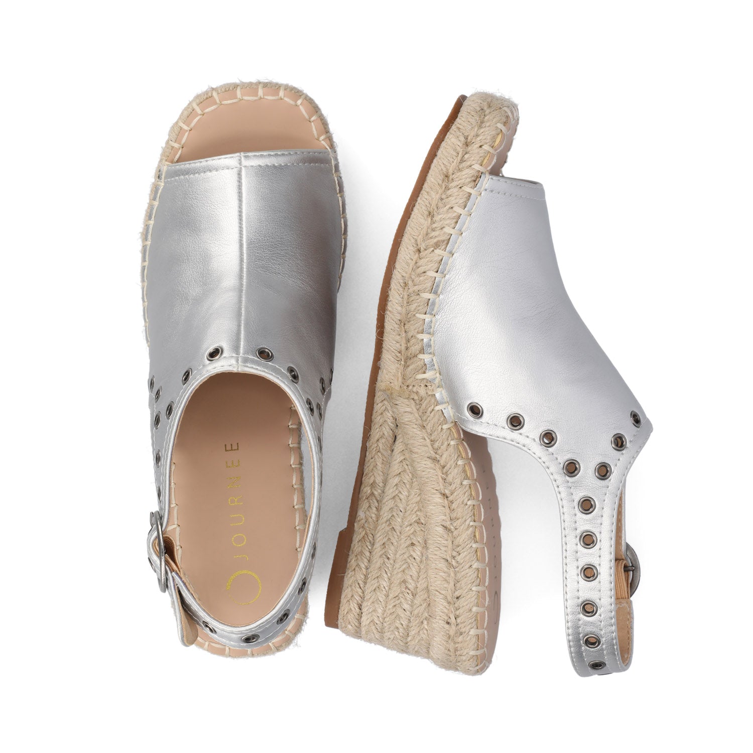CRISIE ESPADRILLE WEDGE HEELED SANDALS - Silver PU