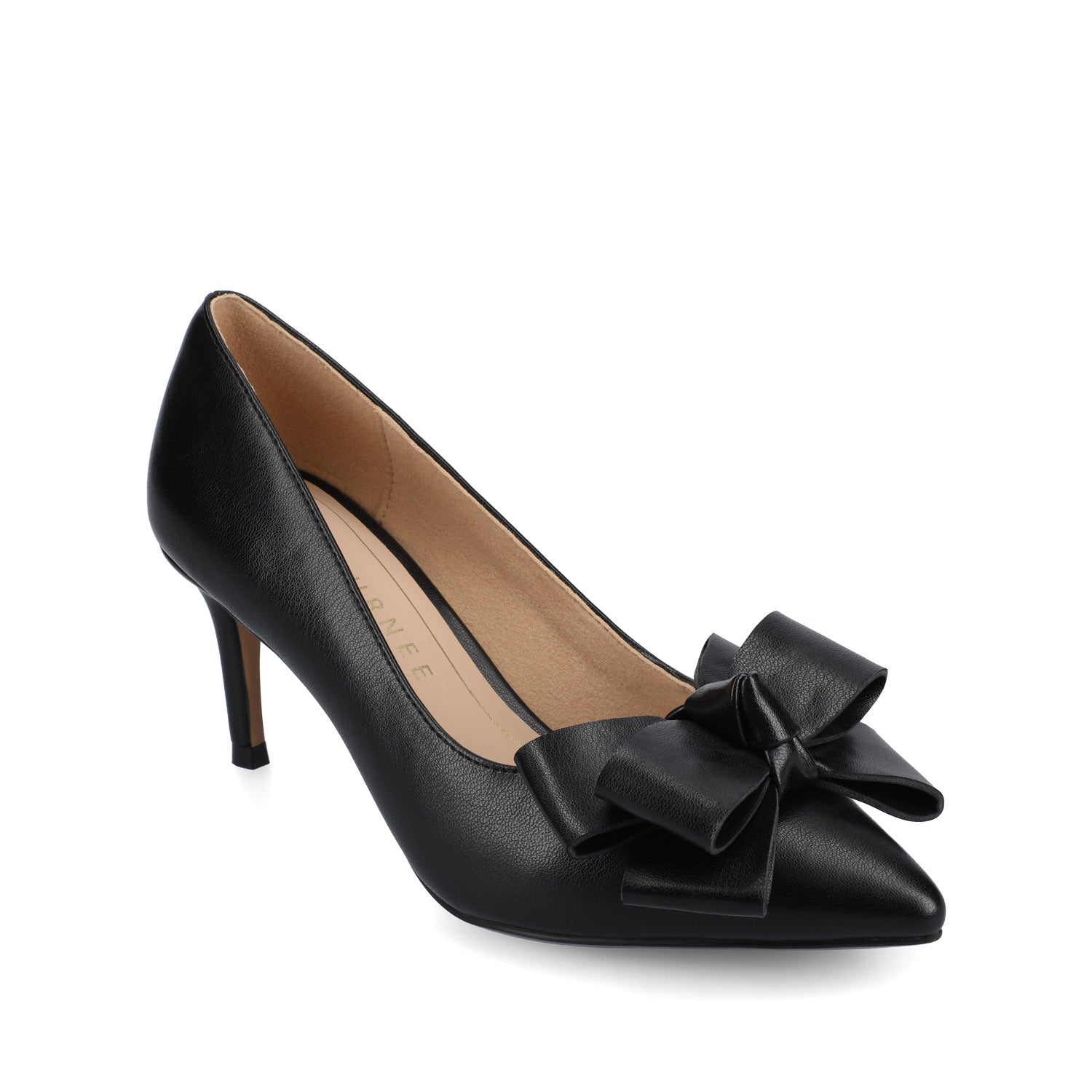 CRYSTOL STILETTO PUMP HEELS IN VEGAN LEATHER - Black