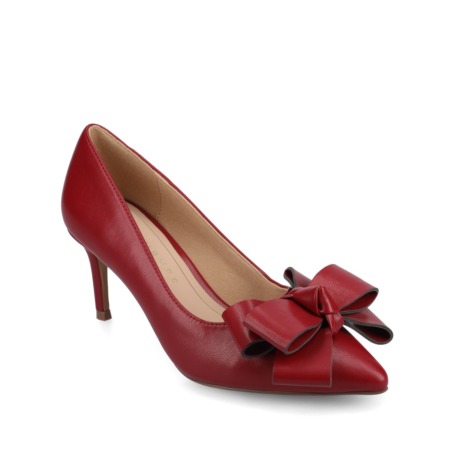 CRYSTOL STILETTO PUMP HEELS IN VEGAN LEATHER - Cranberry