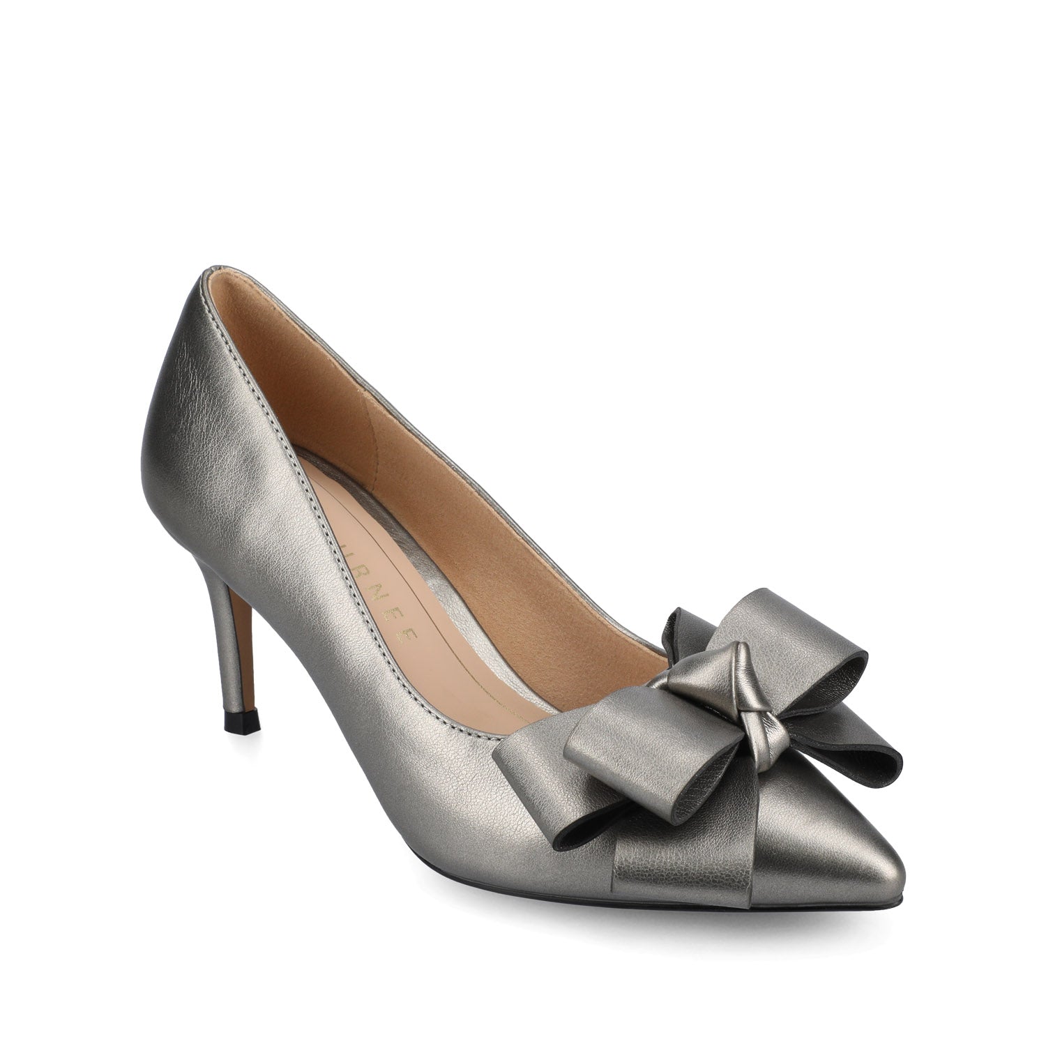 CRYSTOL STILETTO PUMP HEELS IN VEGAN LEATHER IN WIDE - Pewter