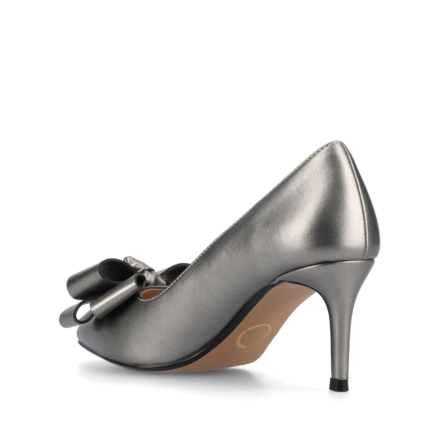 CRYSTOL STILETTO PUMP HEELS IN VEGAN LEATHER - Pewter