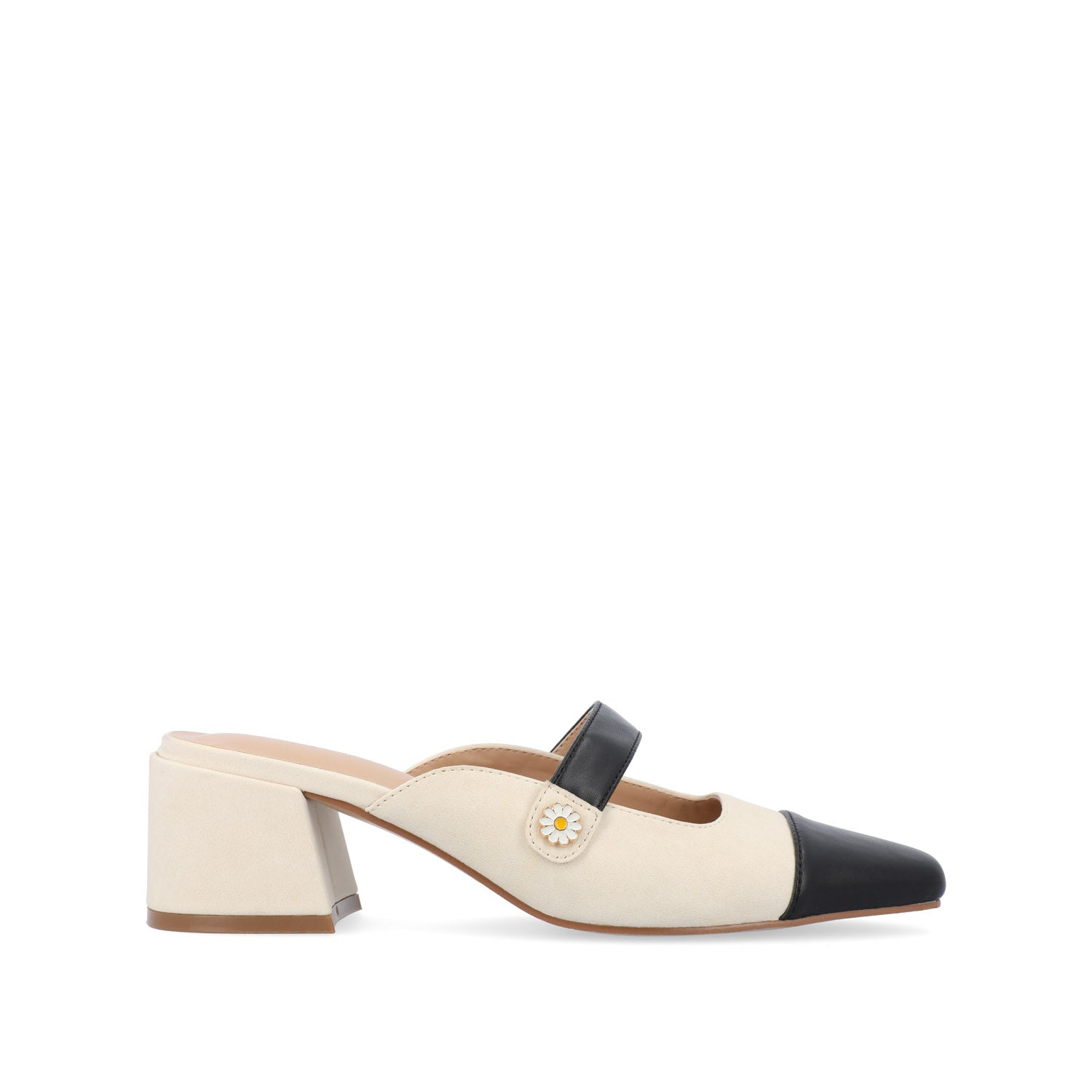 DALLA LOW BLOCK HEELS IN VEGAN LEATHER - Cream