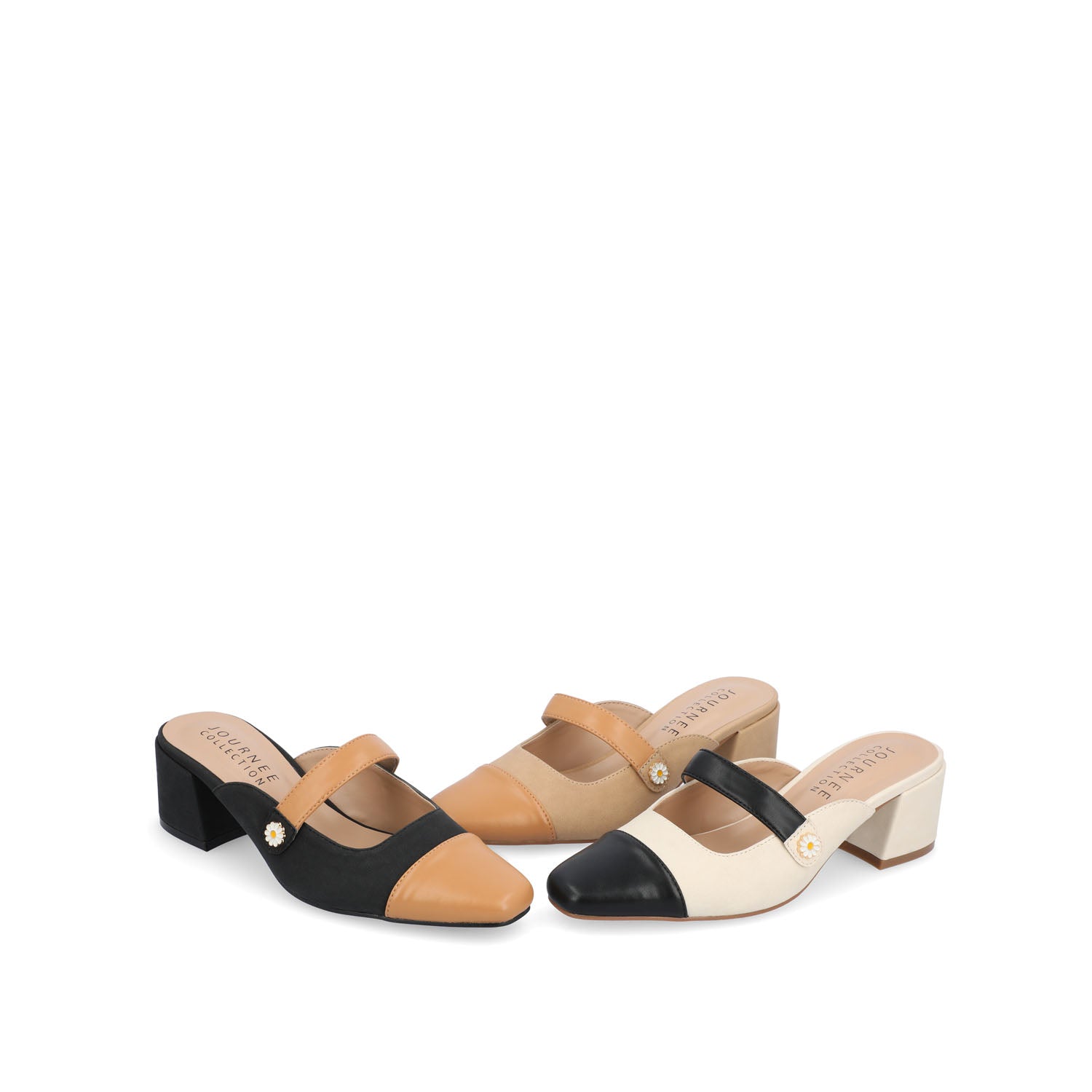 DALLA LOW BLOCK HEELS IN VEGAN LEATHER - Cream