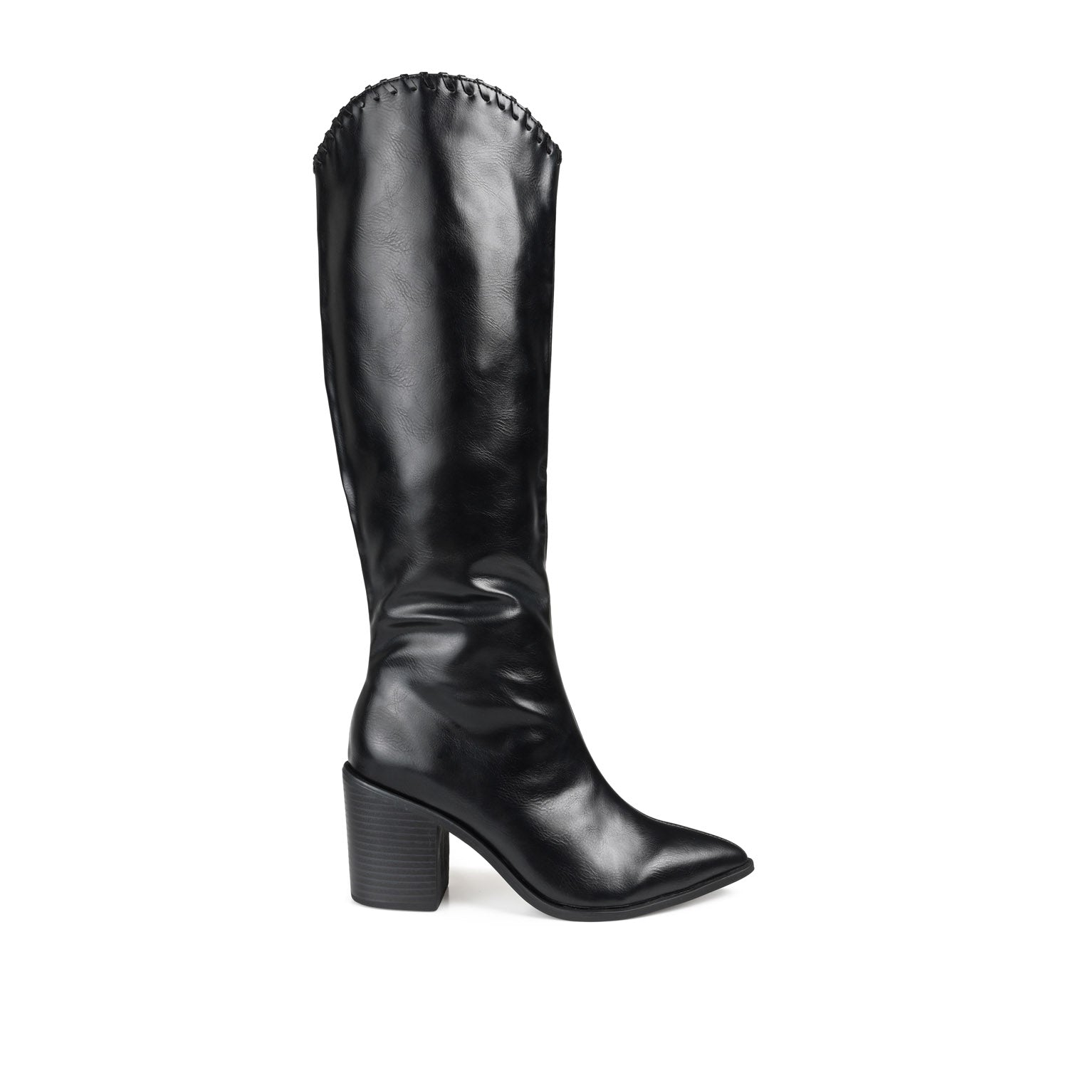 DARIA COWGIRL BOOTS IN WIDE WIDTH - Black PU