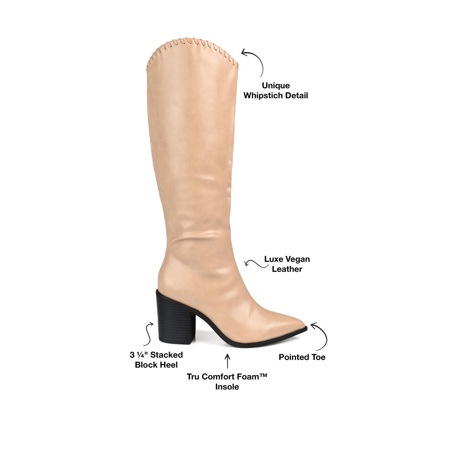 DARIA COWGIRL BOOTS IN WIDE WIDTH - Tan PU