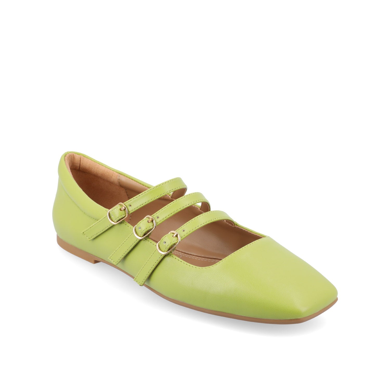 DARLIN VEGAN LEATHER FLATS IN WIDE - Green