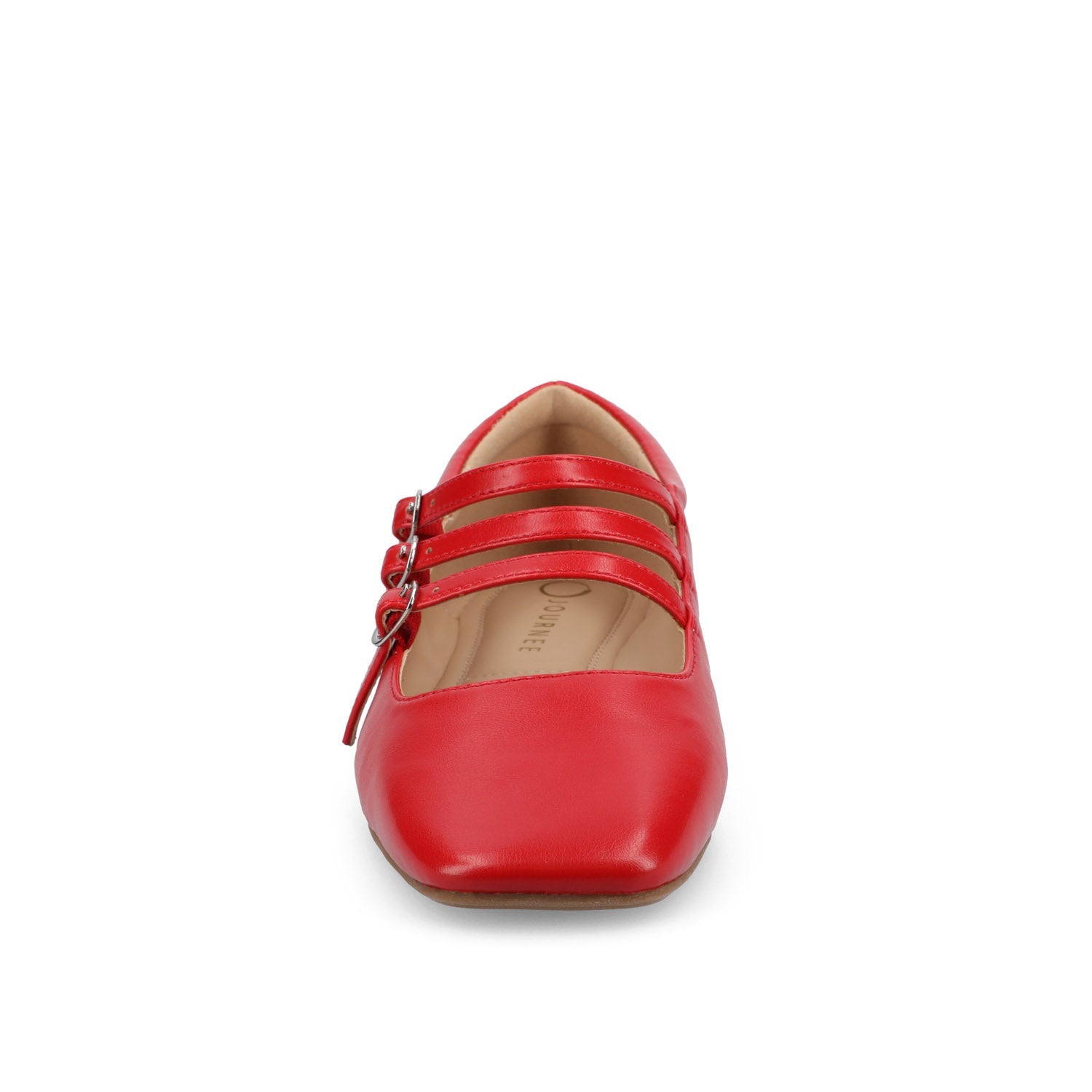 DARLIN VEGAN LEATHER FLATS IN WIDE - Red