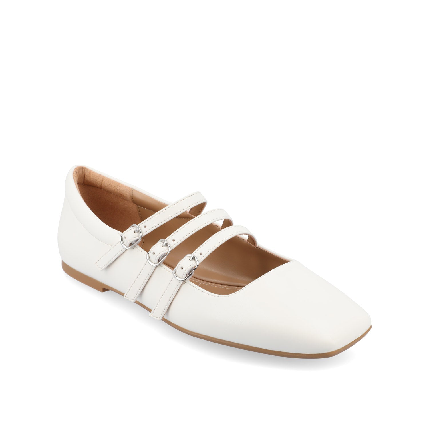 DARLIN VEGAN LEATHER FLATS IN WIDE - White