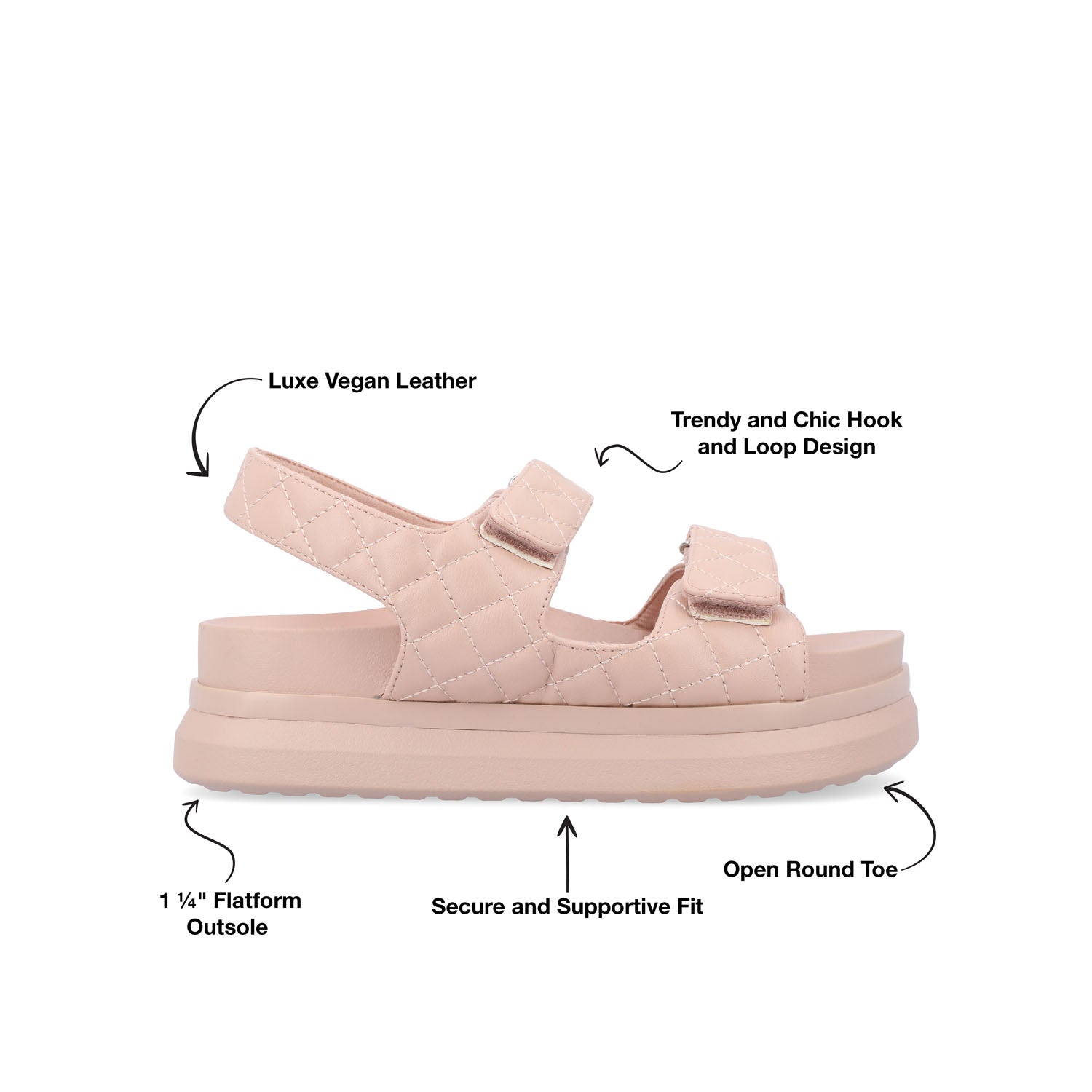 DEBBY DOUBLE STRAP SANDALS IN VEGAN LEATHER - Blush