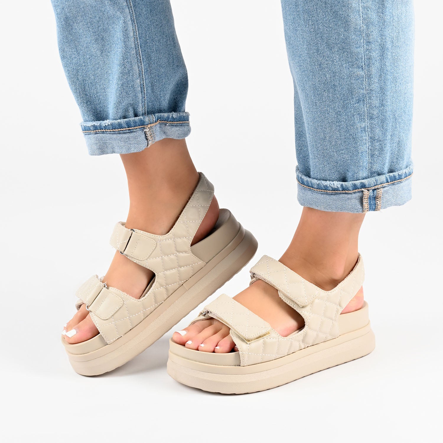 DEBBY DOUBLE STRAP SANDALS IN VEGAN LEATHER