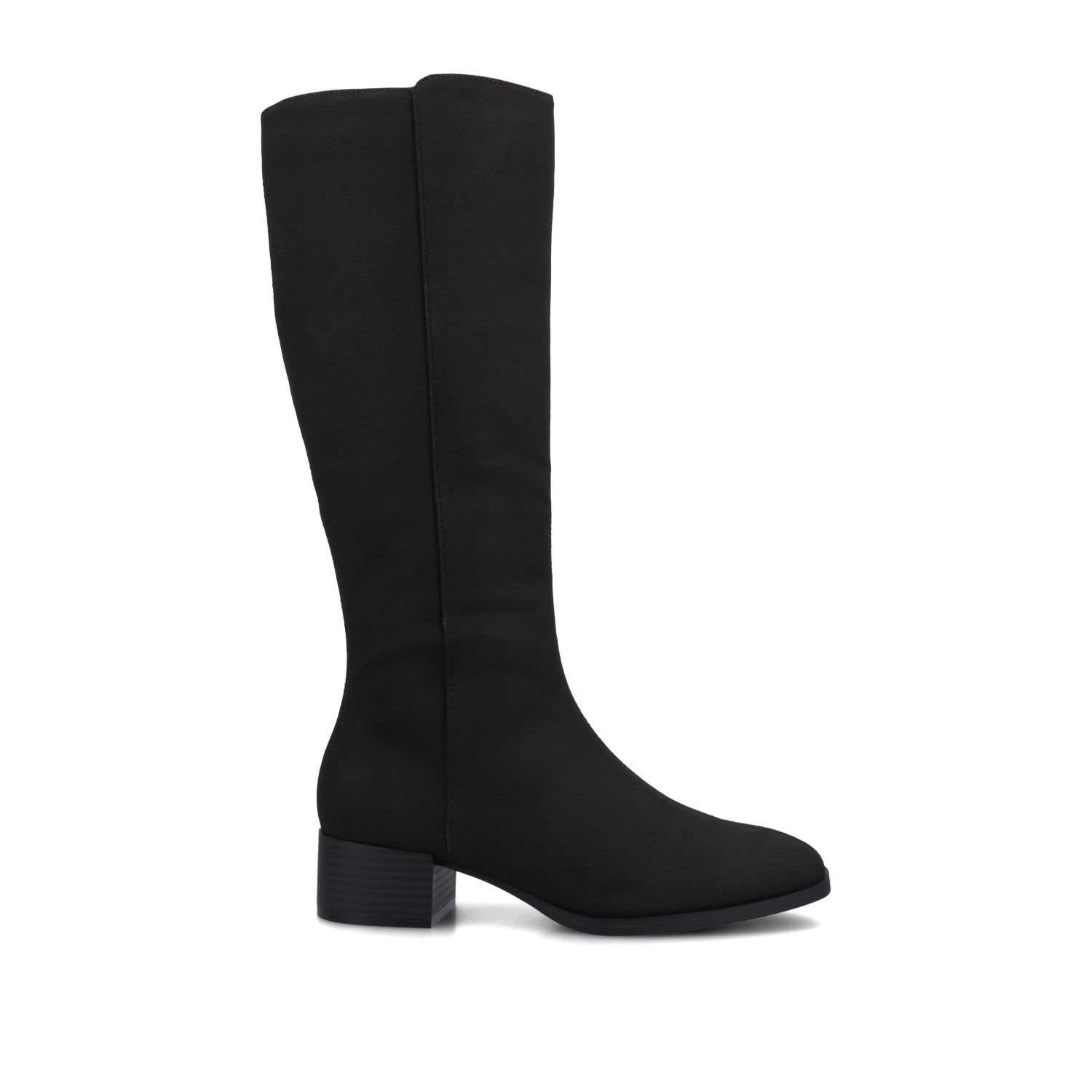 DEVRI KNEE HIGH BOOTS IN VEGAN LEATHER - Black Faux Suede