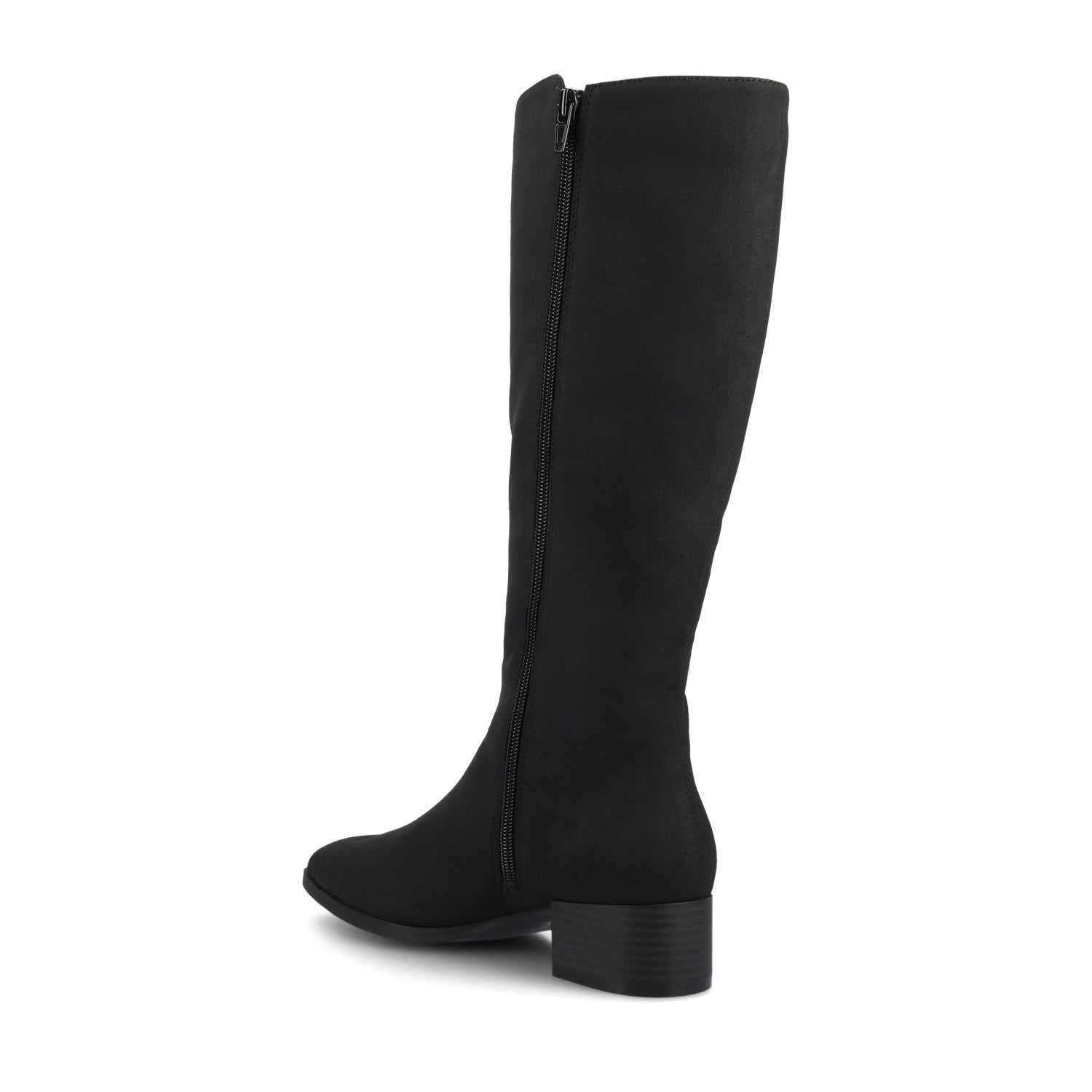DEVRI KNEE HIGH BOOTS IN VEGAN LEATHER - Black Faux Suede