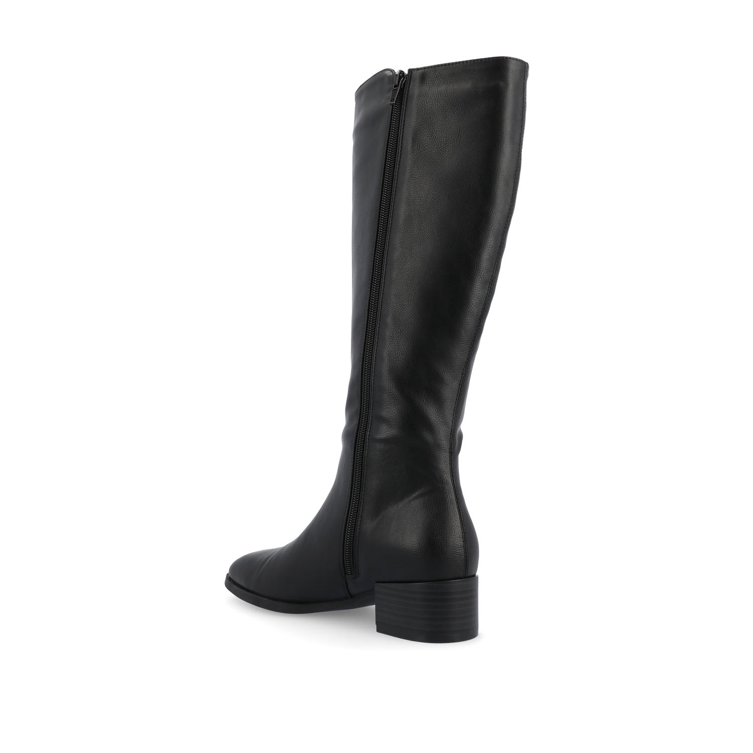 DEVRI KNEE HIGH BOOTS IN VEGAN LEATHER - Black