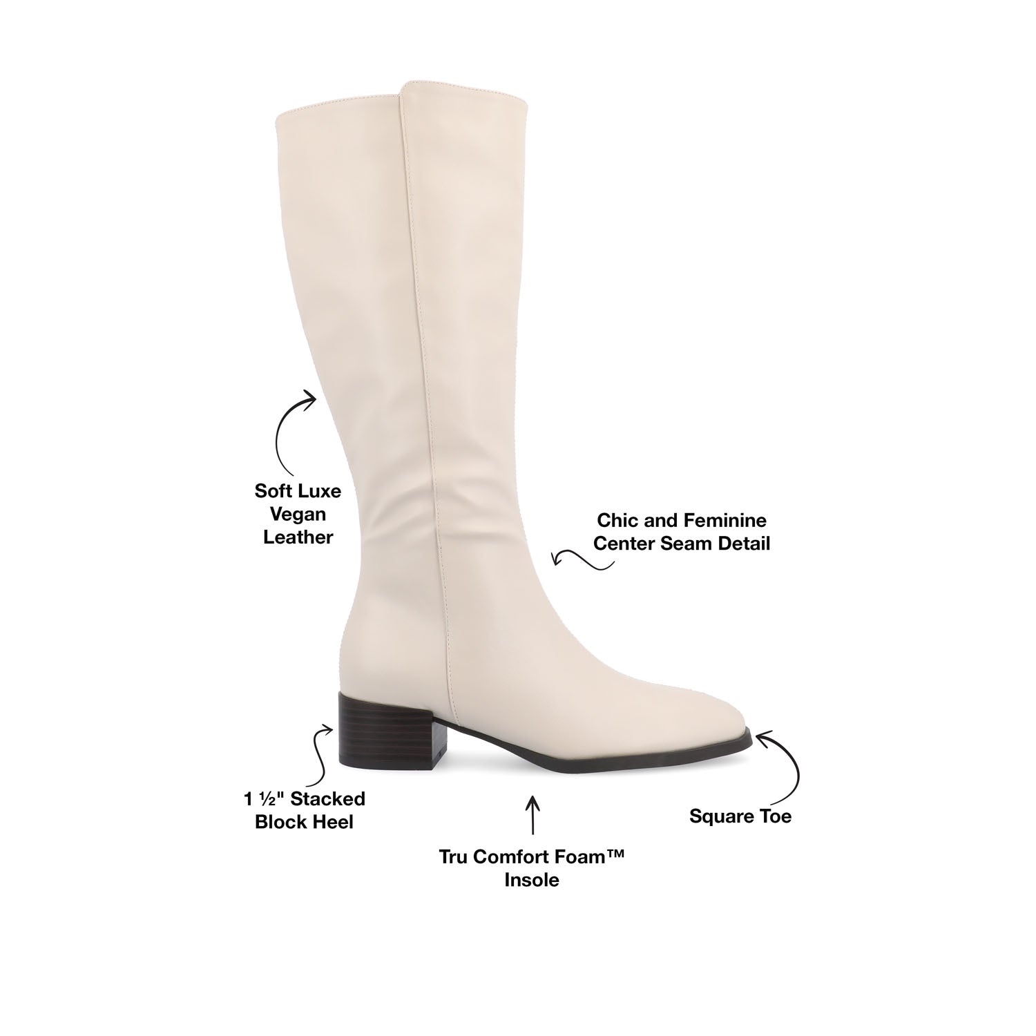 DEVRI KNEE HIGH BOOTS IN VEGAN LEATHER