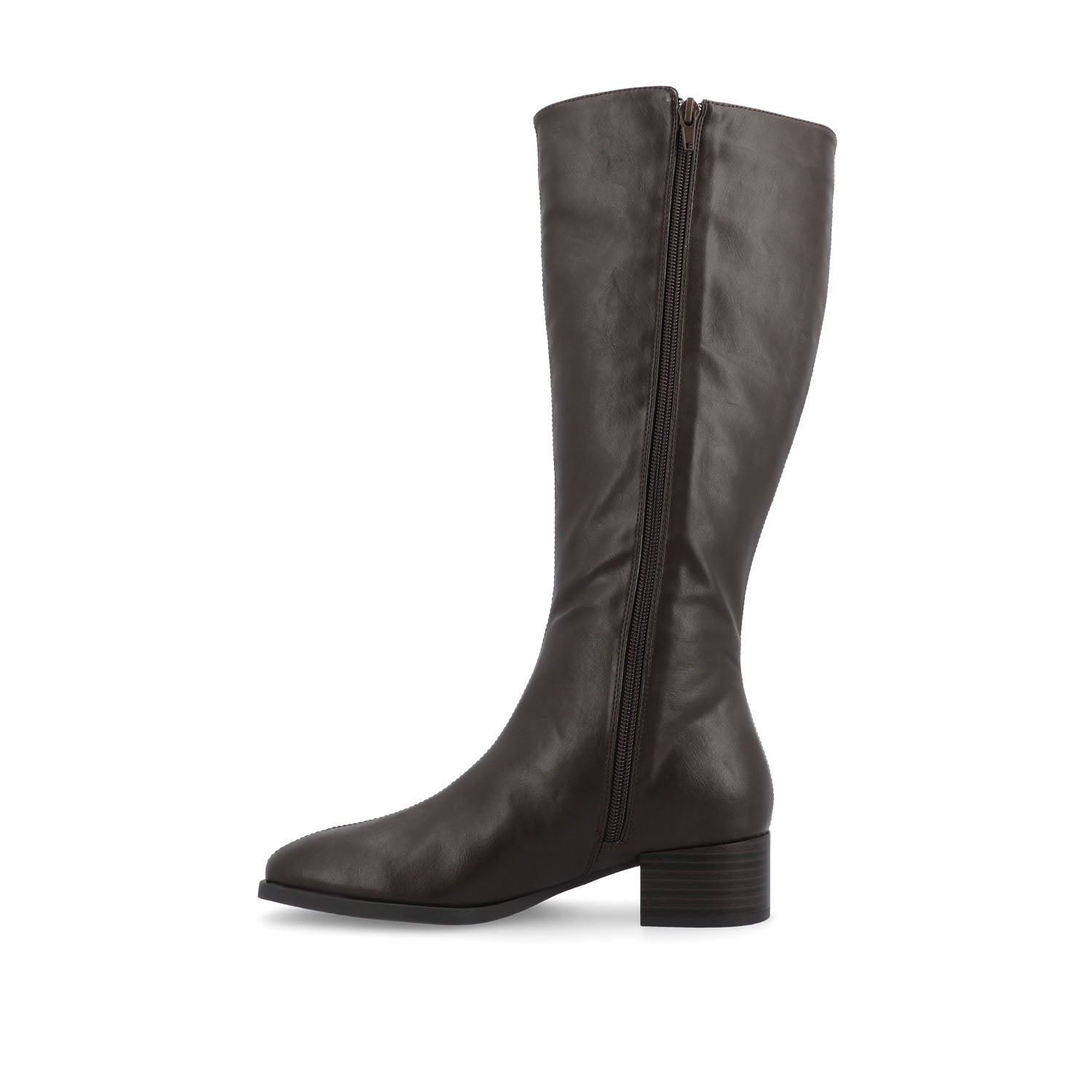 DEVRI KNEE HIGH BOOTS IN VEGAN LEATHER - Brown