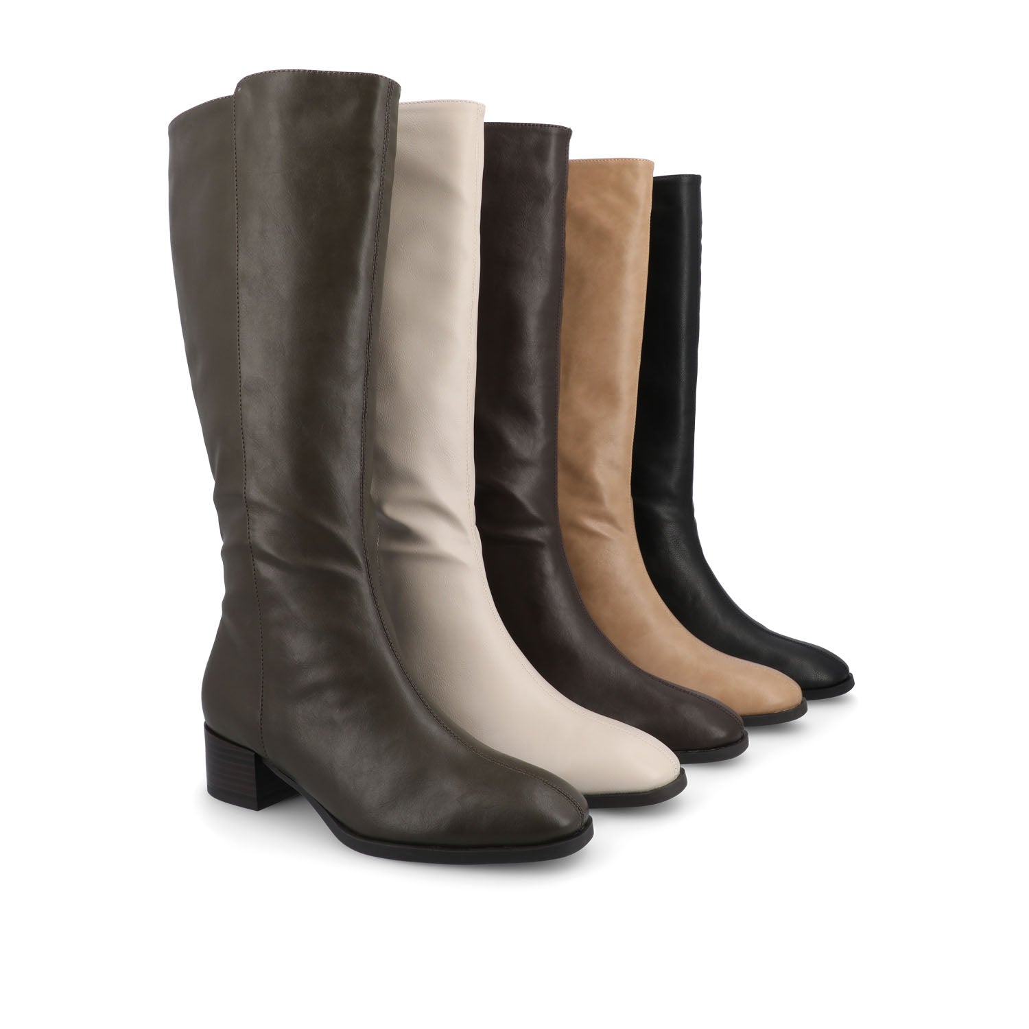 DEVRI KNEE HIGH BOOTS IN VEGAN LEATHER - Bone