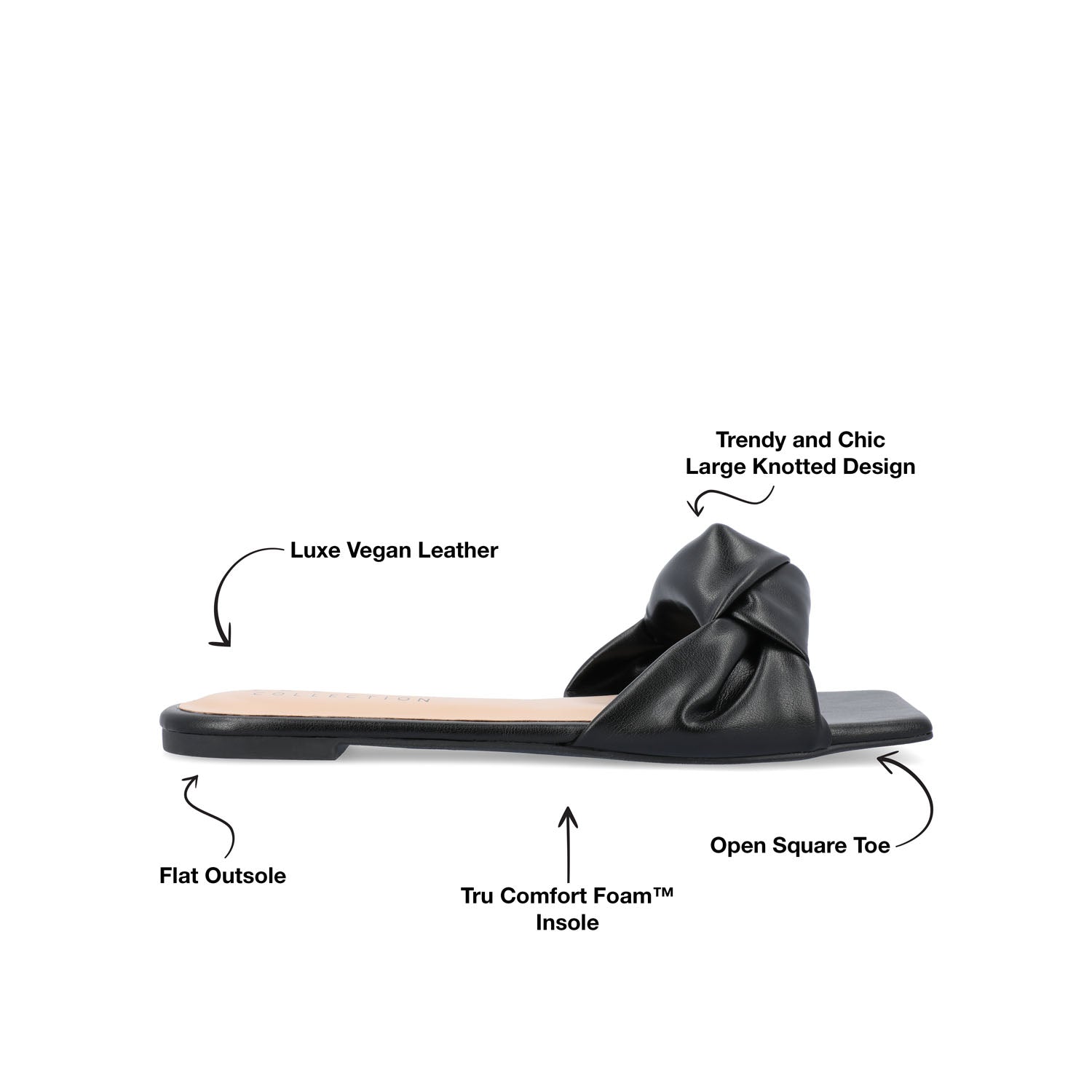 DIANAH SLIDE SANDALS IN VEGAN LEATHER - Black