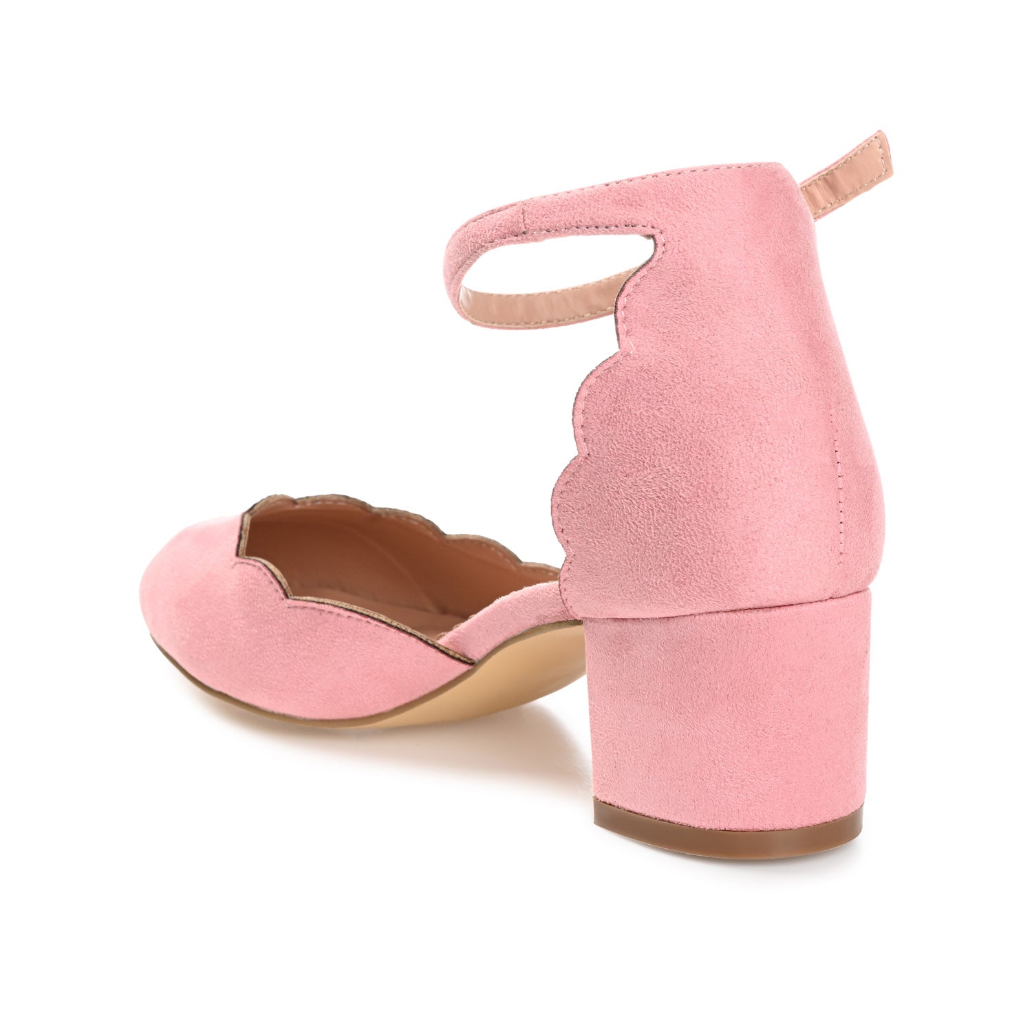 EDNA BLOCK HEEL D'ORSAY IN WIDE - Blush Faux Suede
