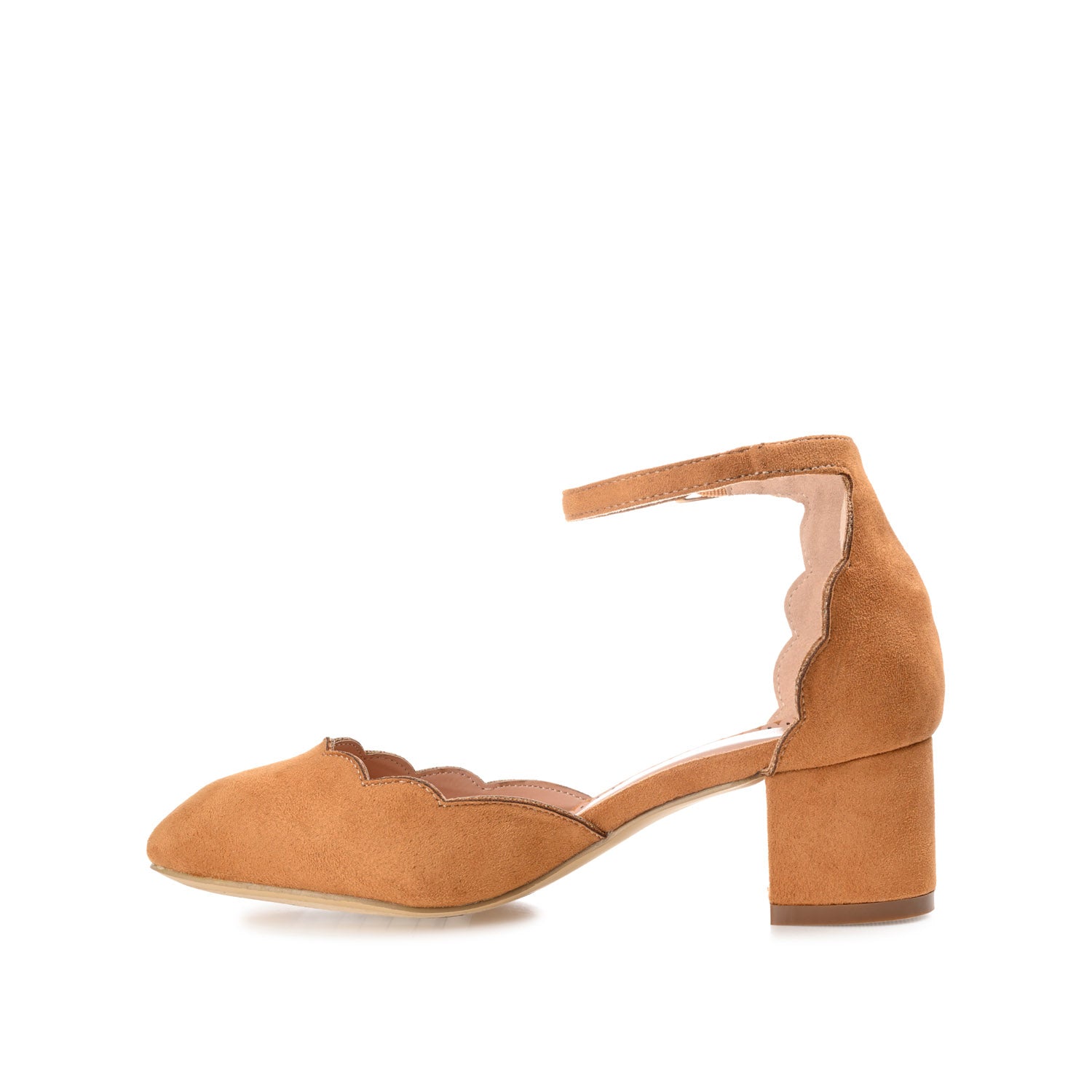 EDNA D'ORSAY PUMP HEELS IN FAUX SUEDE - Cognac Faux Suede