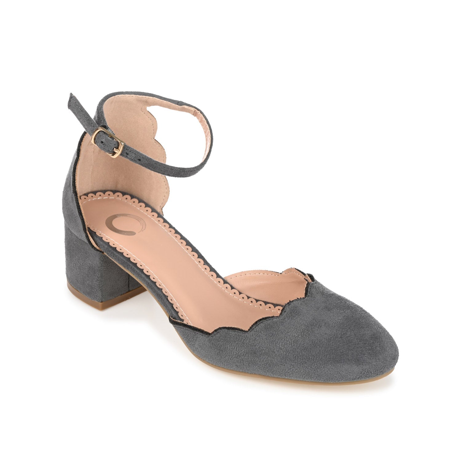 EDNA D'ORSAY PUMP HEELS IN FAUX SUEDE - Grey Faux Suede