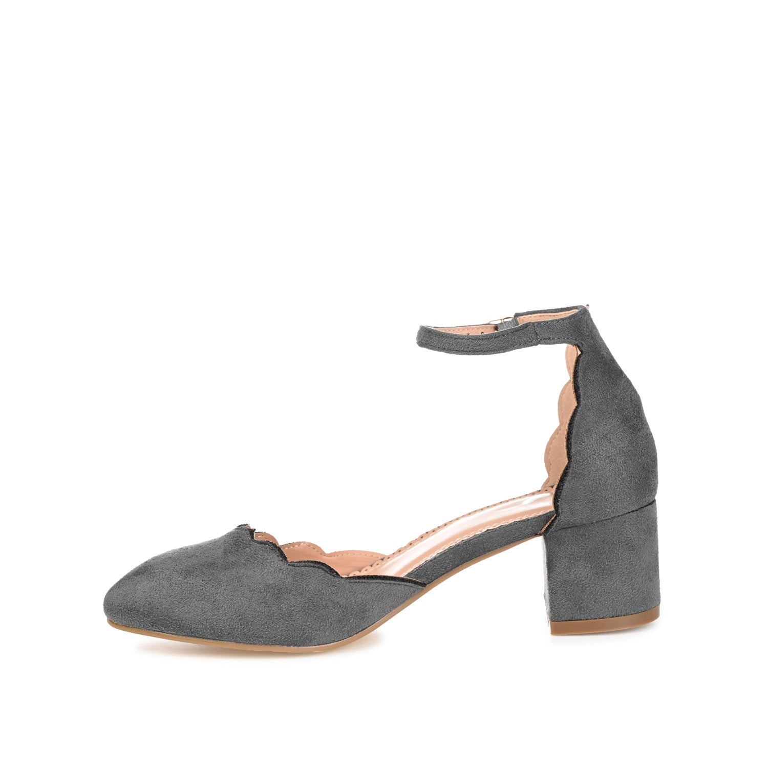 EDNA D'ORSAY PUMP HEELS IN FAUX SUEDE - Grey Faux Suede