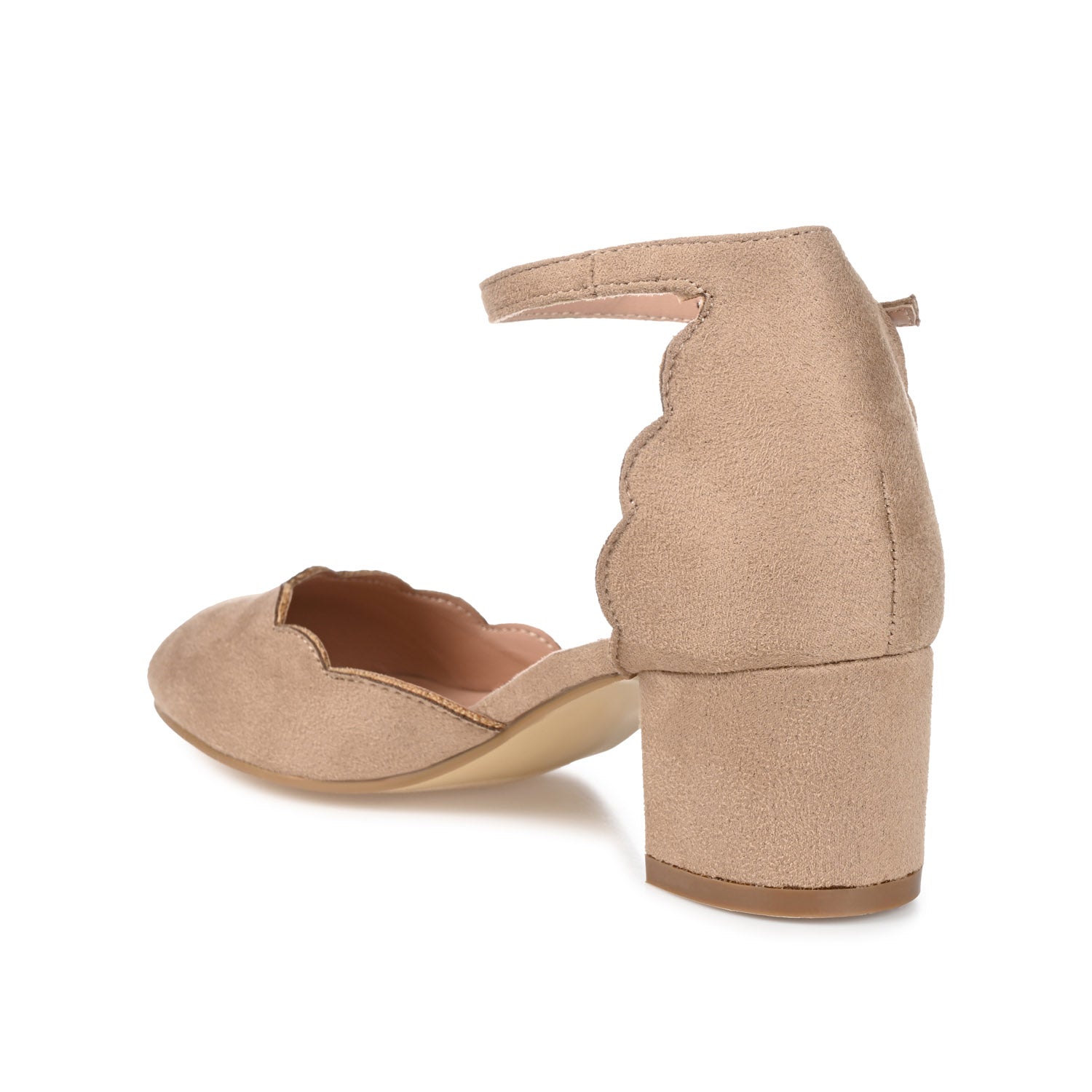 EDNA BLOCK HEEL D'ORSAY IN WIDE - Taupe Suede