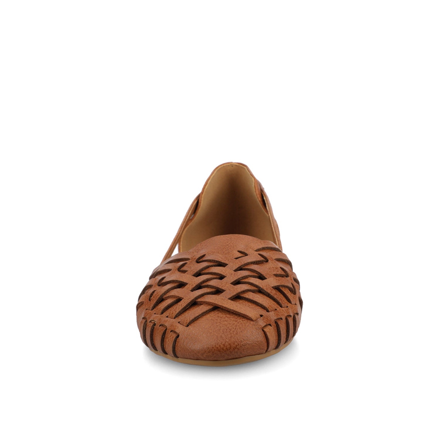 EKKO VEGAN LEATHER FLATS IN WIDE - Cognac