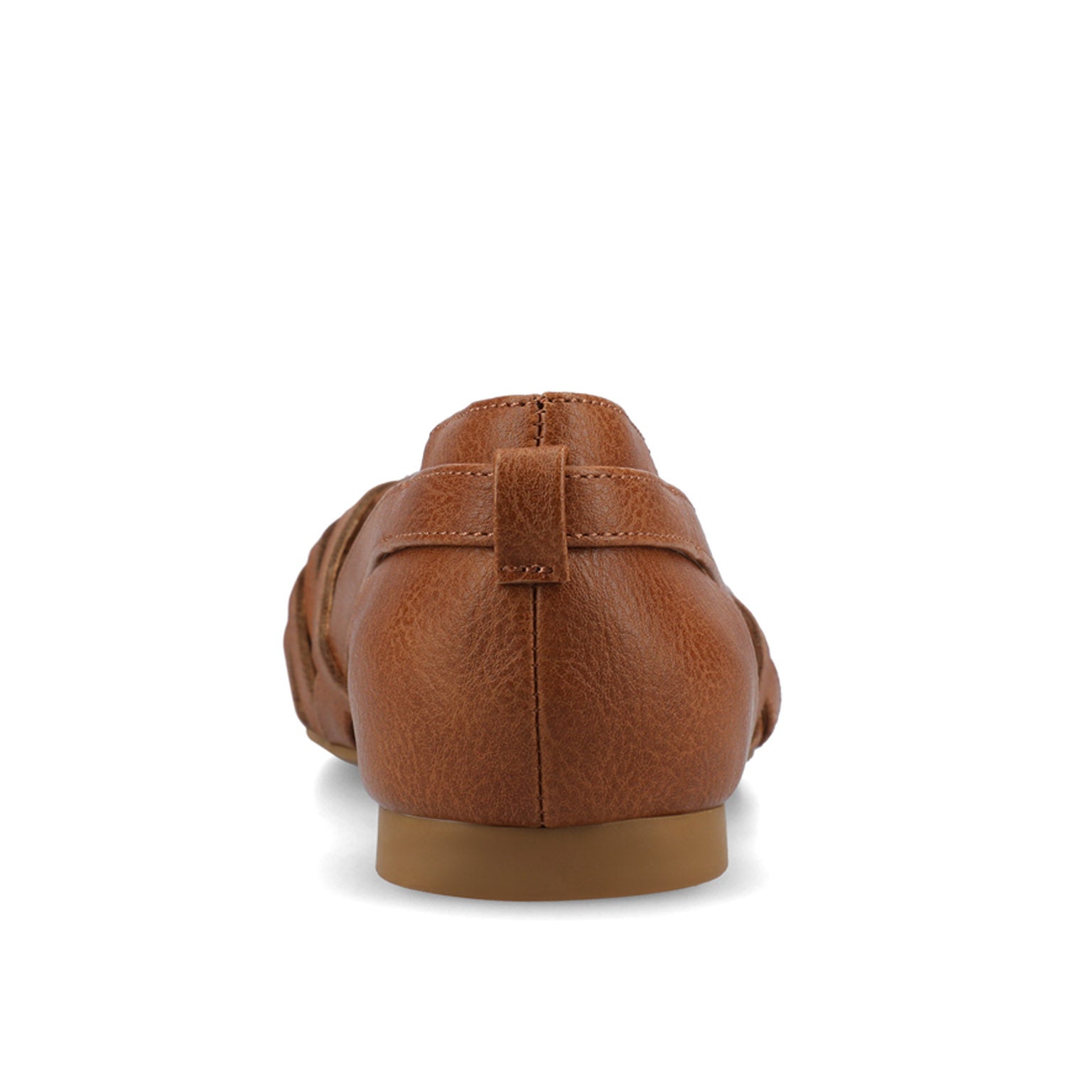 EKKO VEGAN LEATHER FLATS IN WIDE - Cognac