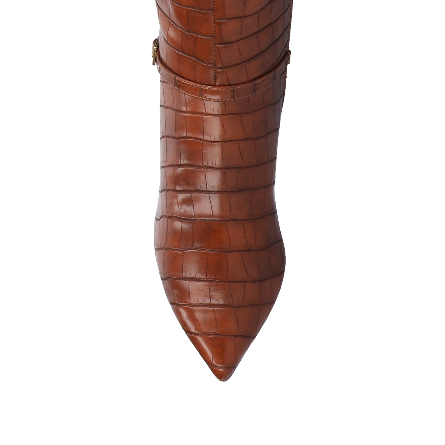 ELARA KNEE HIGH DRESS BOOTS IN WIDE-Croco Cognac